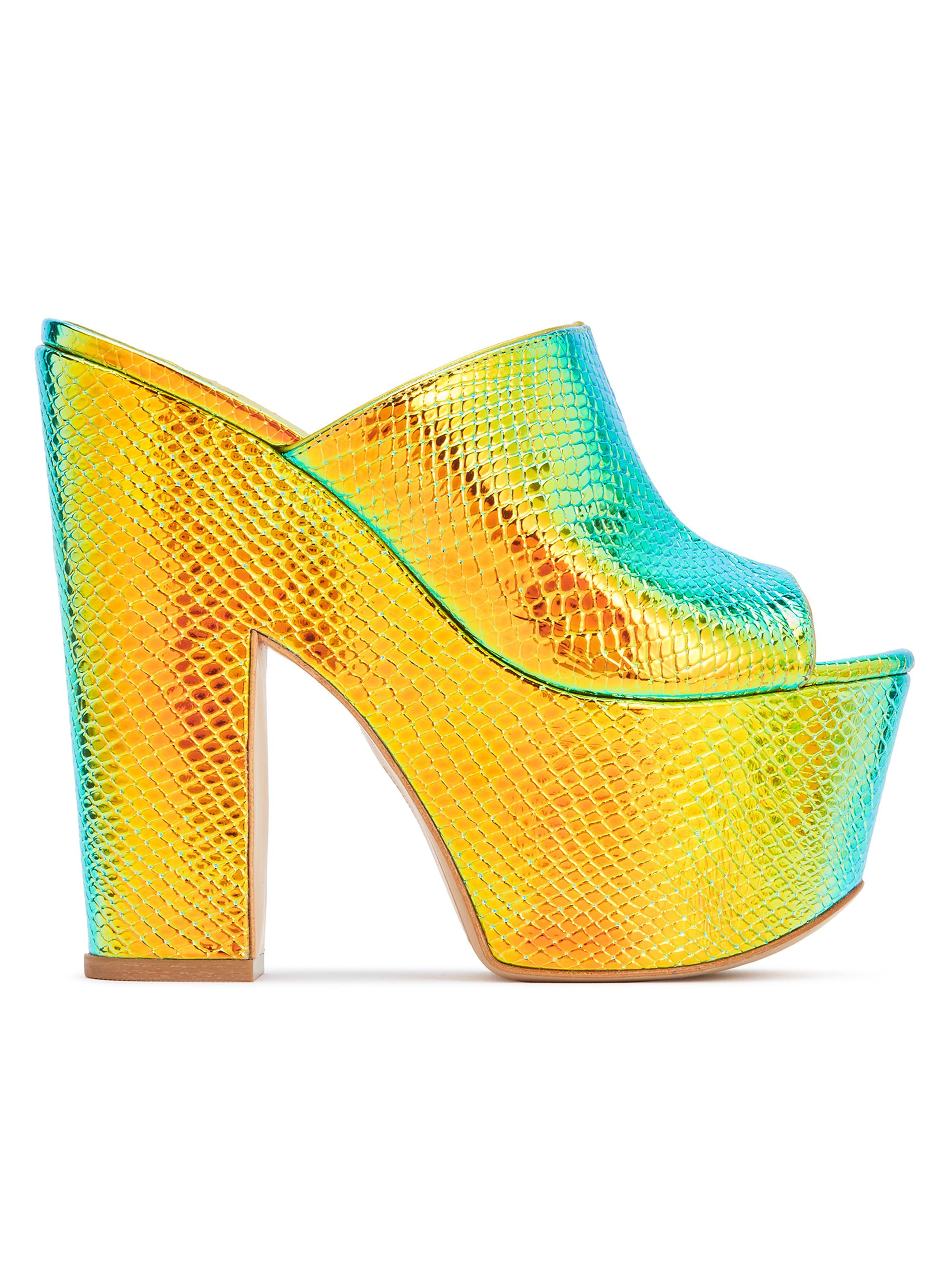 Sophia Webster Women's Skye Metallic Snakeskin-Embossed Platforms - Citrine