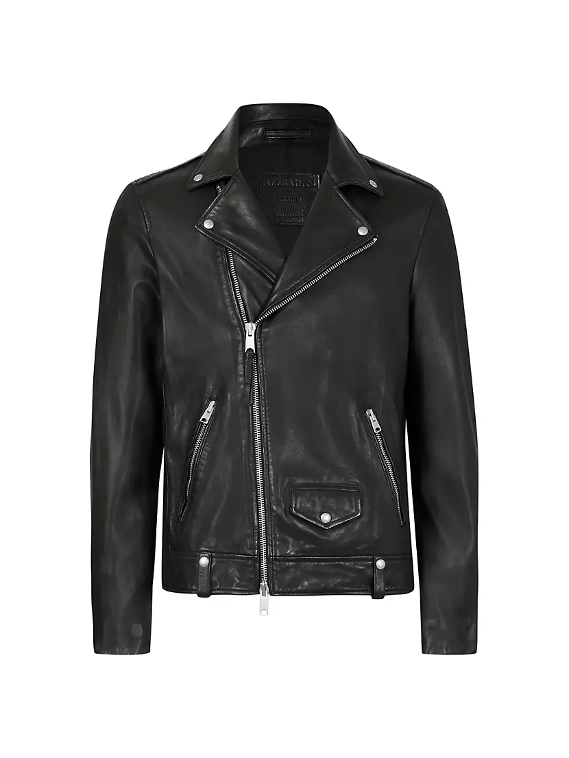 Shop AllSaints Milo Leather Biker Jacket | Saks Fifth Avenue