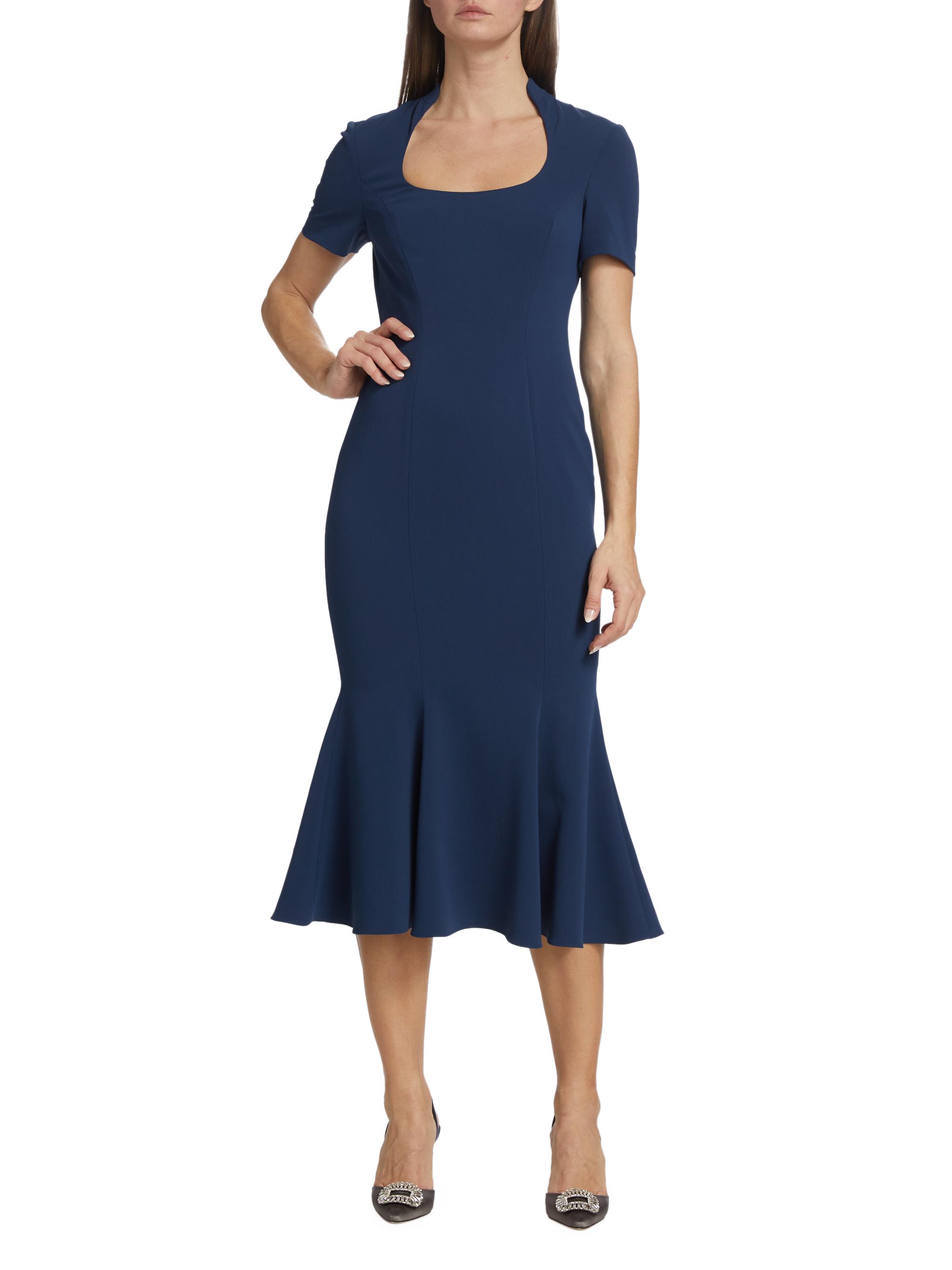Badgley Mischka Short-Sleeve Fishtail Midi-Dress | Saks Fifth Avenue