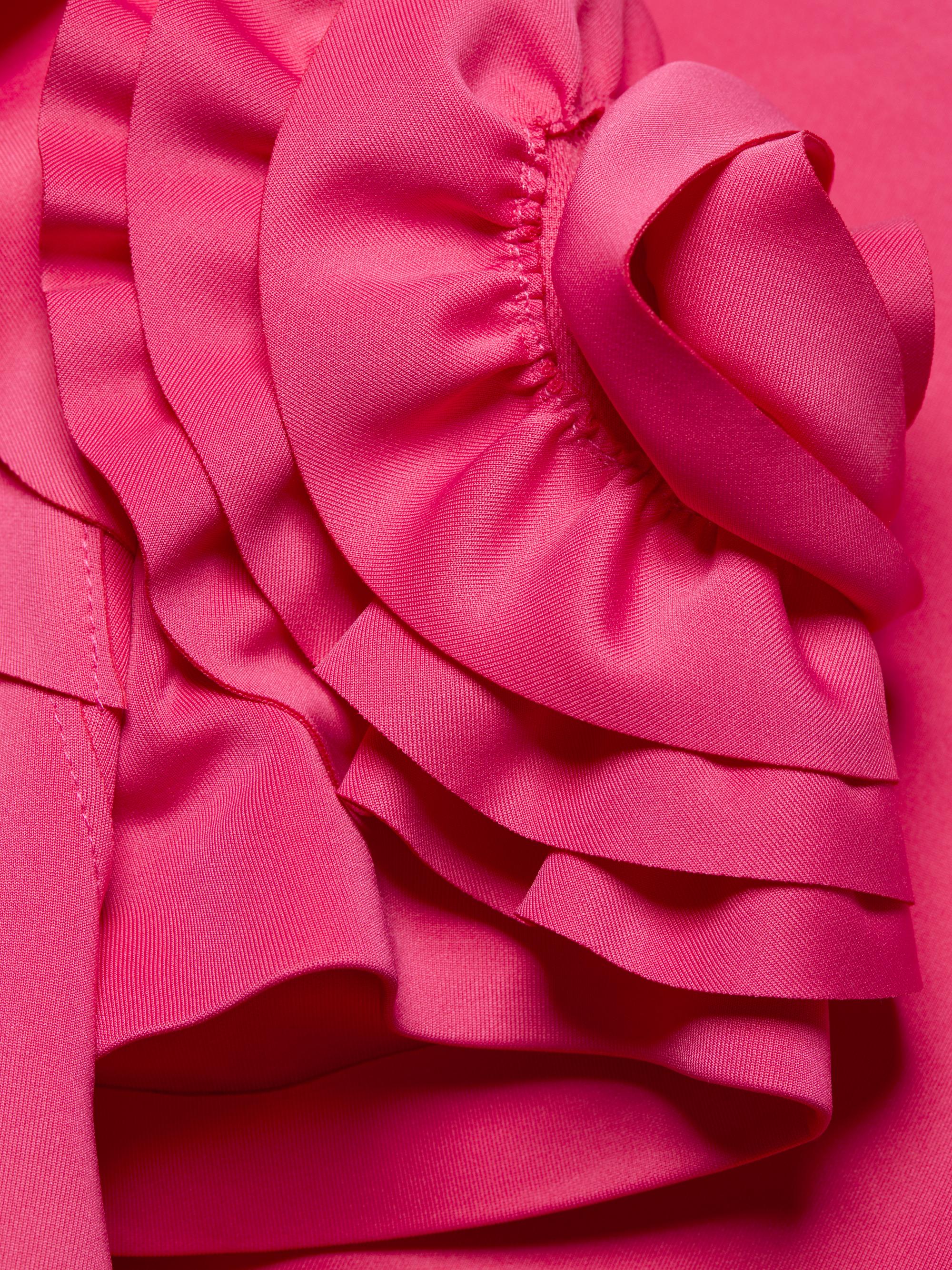 Badgley Mischka Rosette Ruffled Cocktail Dress - Watermelon