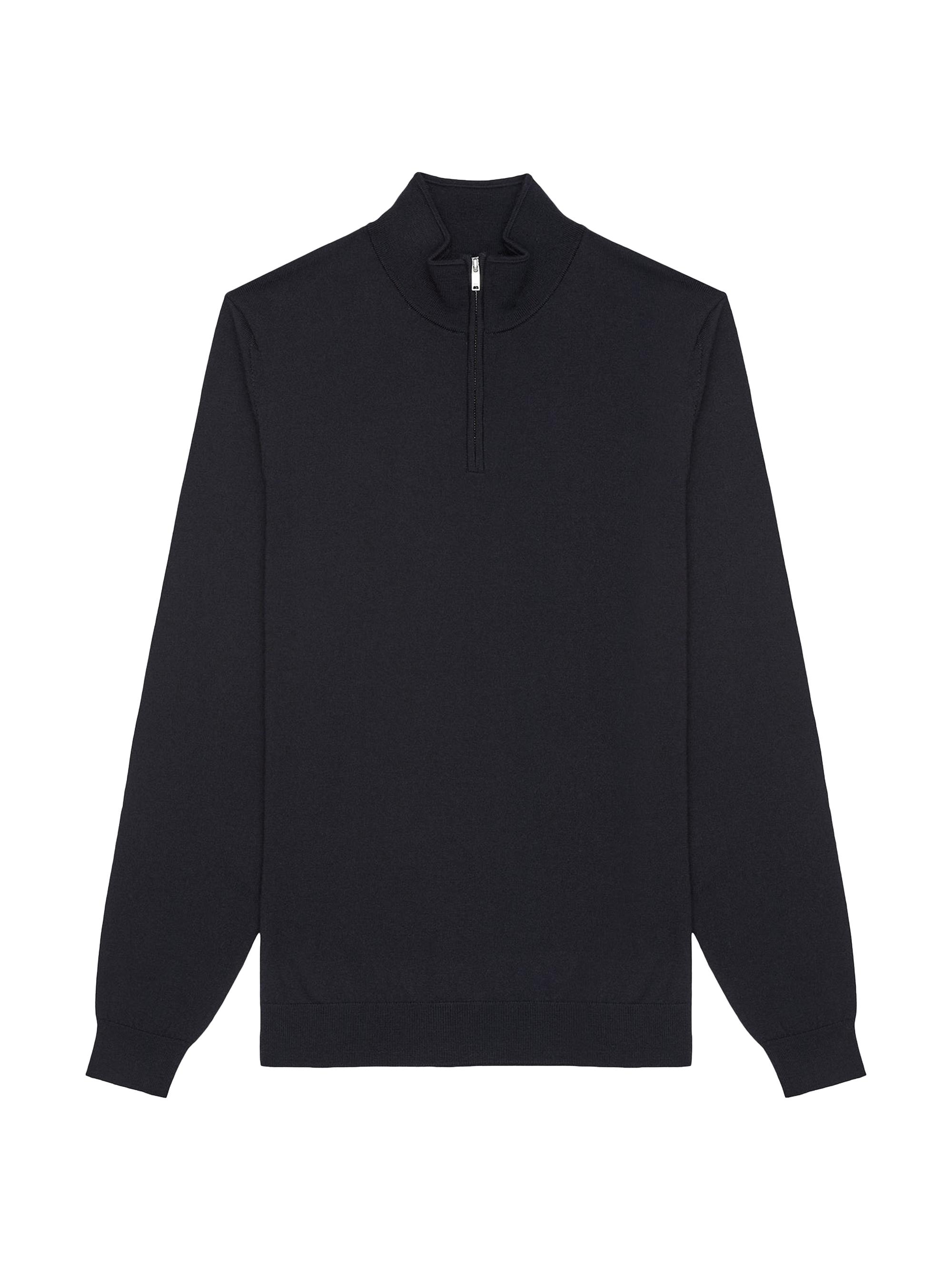 Reiss Men's Blackhall Wool Half-Zip Pullover - Black Hall Navy | Thumbnail 6