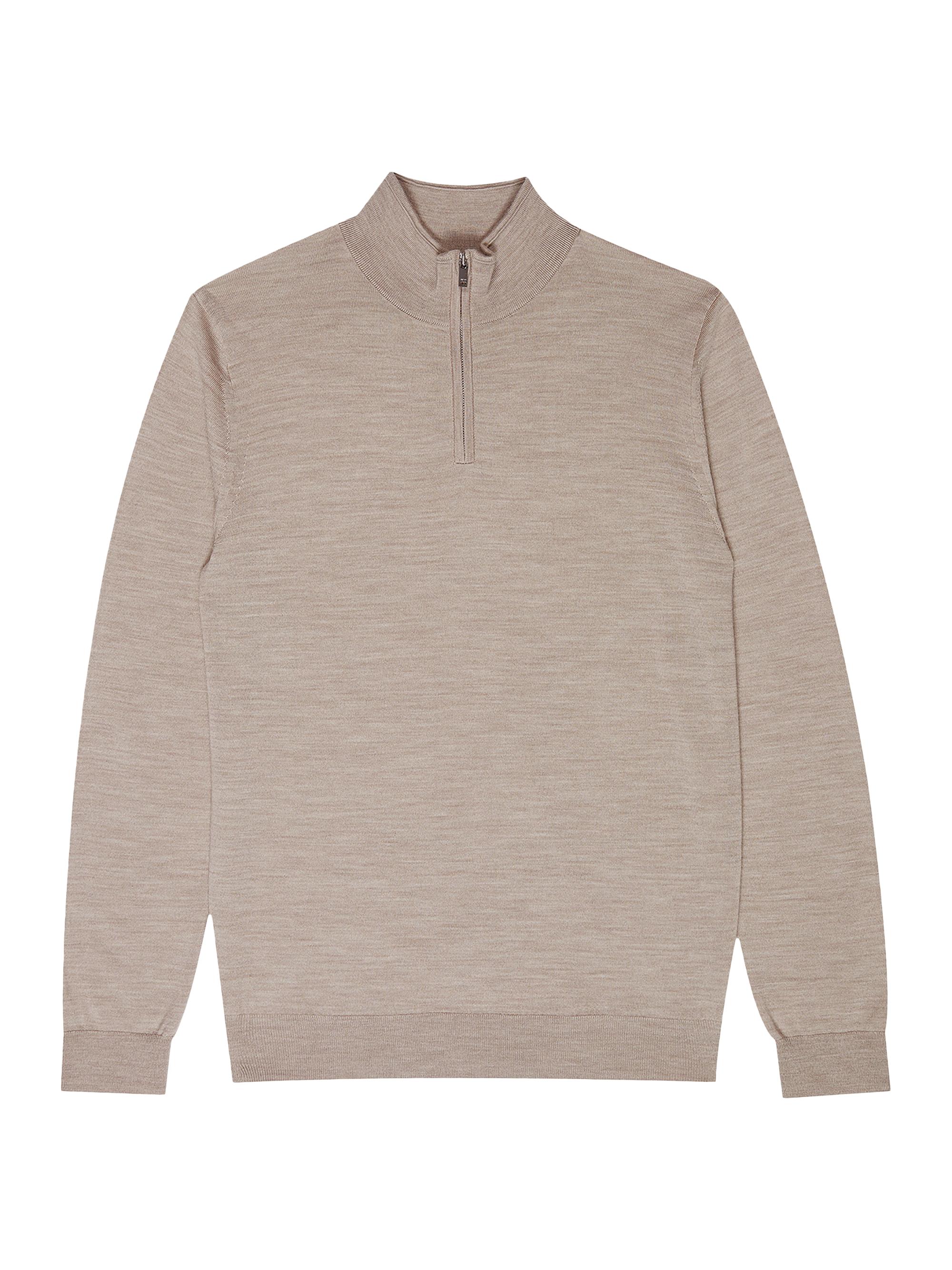 Reiss Men's Blackhall Wool Half-Zip Pullover - Wheat Melange