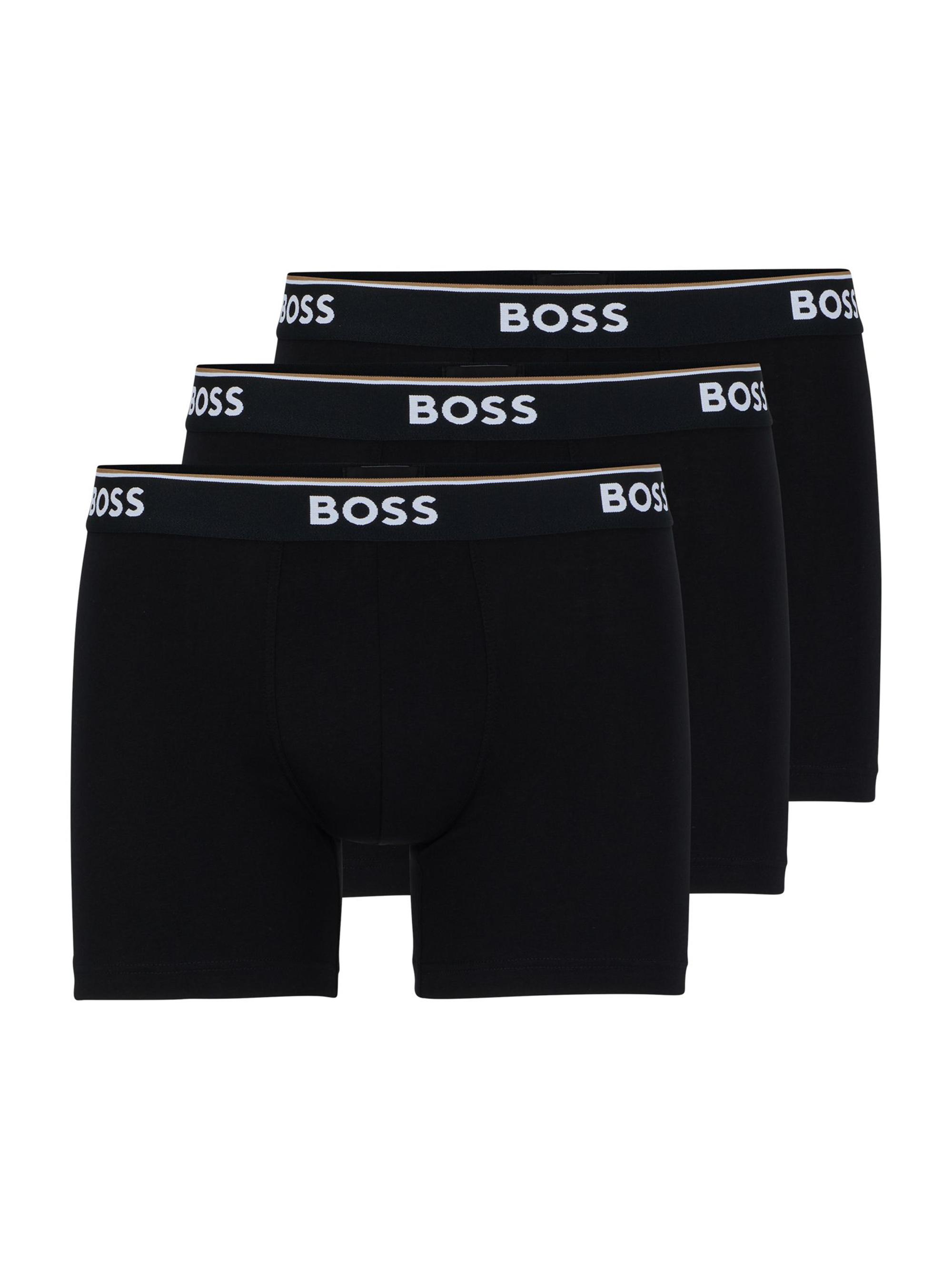 BOSS Men's Three-Pack Of Stretch-Cotton Boxer Briefs With Logos - White