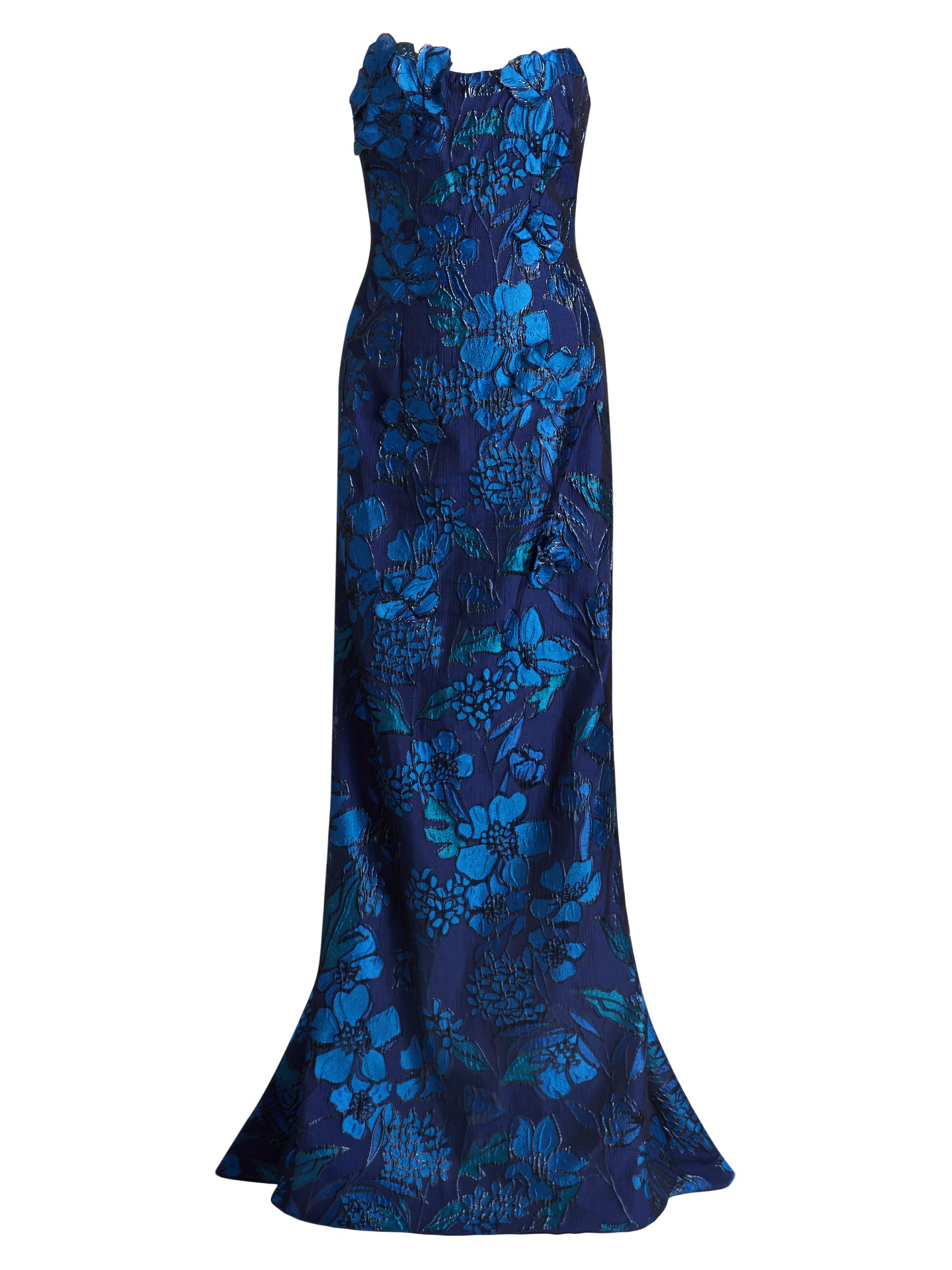 美品♡Rene"Super Stretch Tops"(38 Ｌ・濃紺) Rene Ruiz Collection Strapless Floral Jacquard Mermaid Gown | Saks