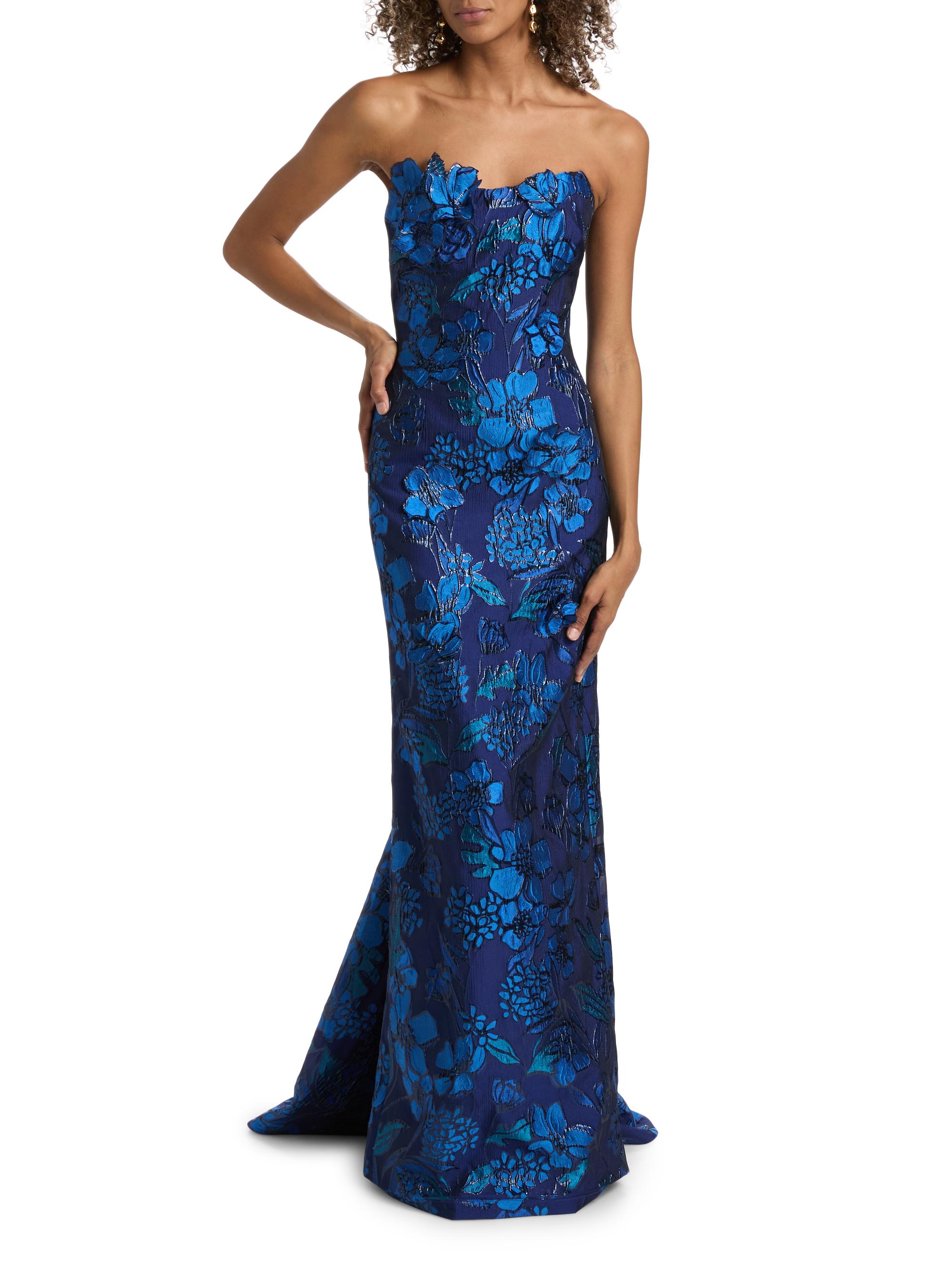 美品♡Rene"Super Stretch Tops"(38 Ｌ・濃紺) Rene Ruiz Collection Jacquard Off-The-Shoulder Gown | Saks Fifth