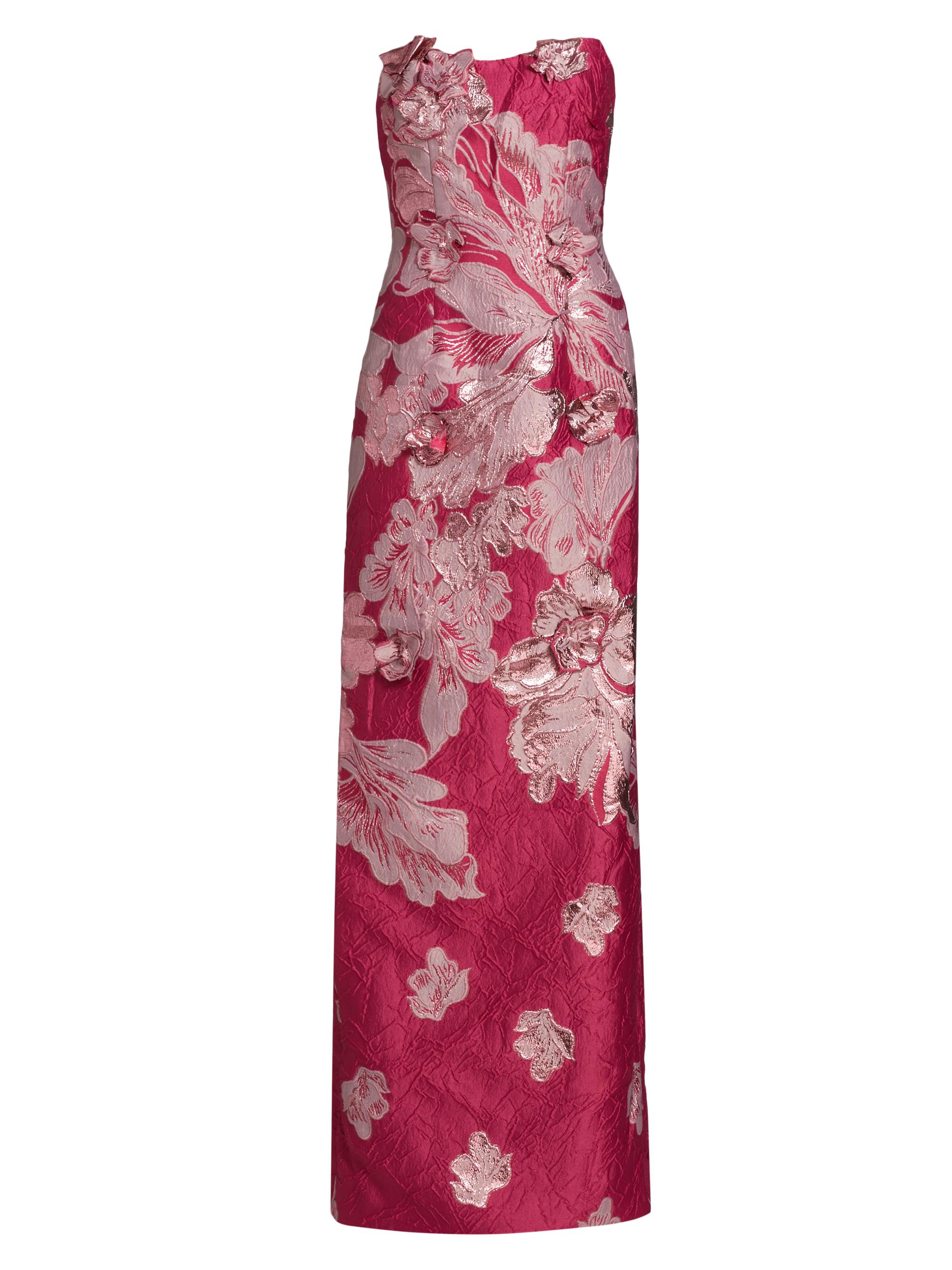 Rene Ruiz Collection Women's Strapless Floral Jacquard Mermaid Gown - Pink