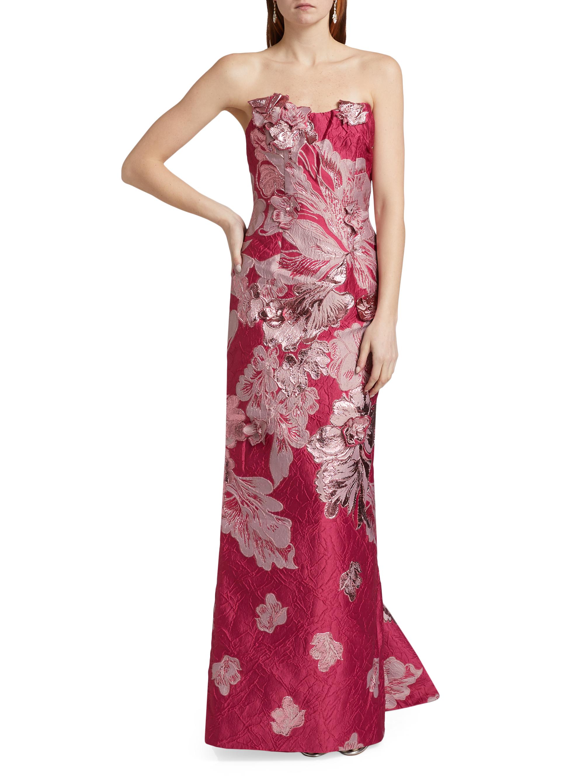 Rene Ruiz Collection Women's Strapless Floral Jacquard Mermaid Gown - Pink | Thumbnail 3