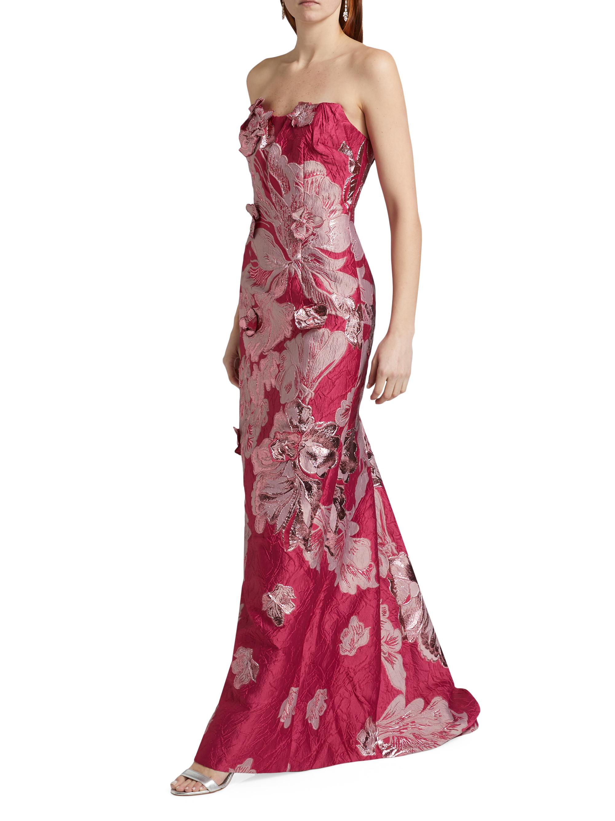 Rene Ruiz Collection Women's Strapless Floral Jacquard Mermaid Gown - Pink | Thumbnail 4