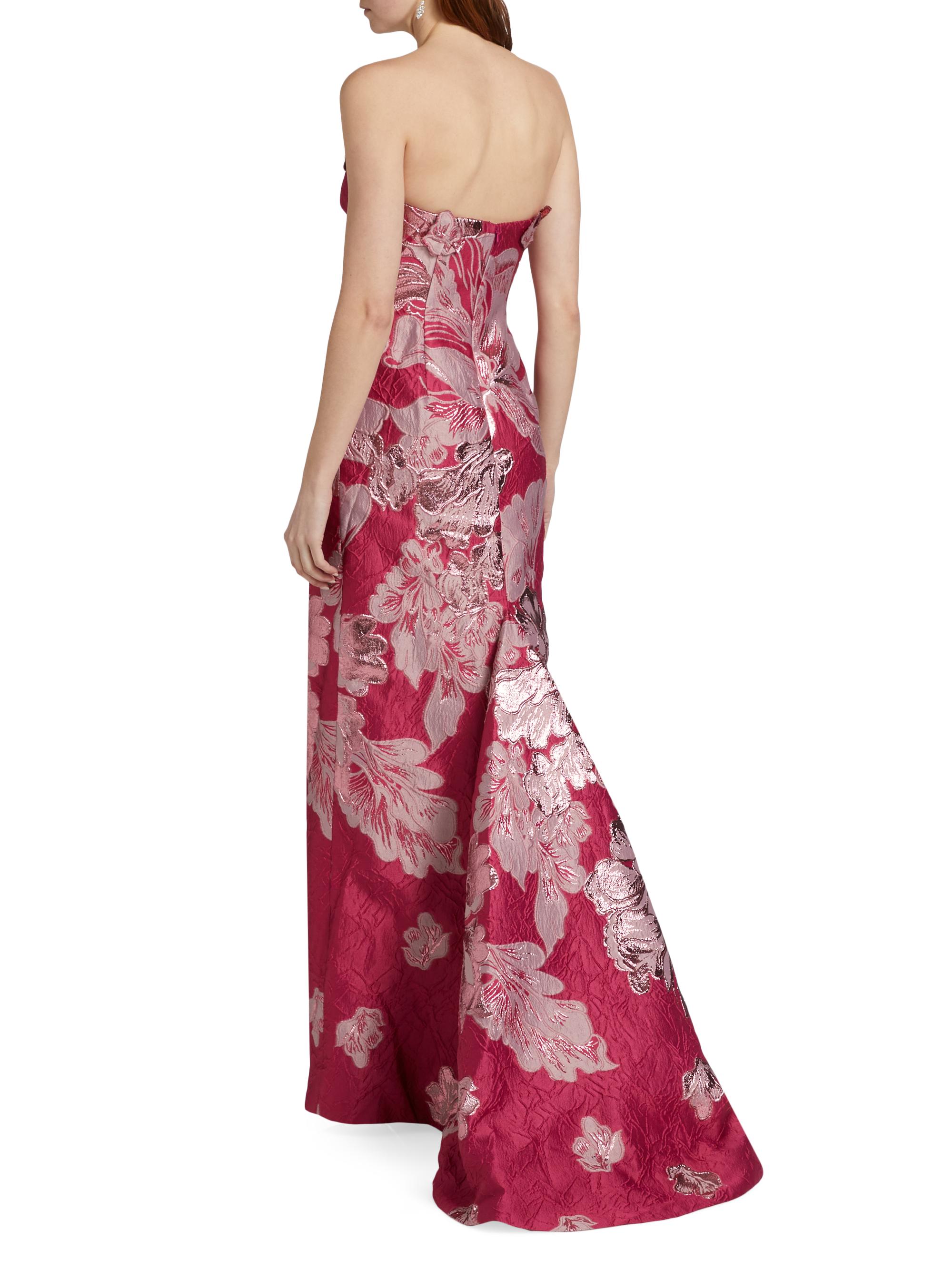 Rene Ruiz Collection Women's Strapless Floral Jacquard Mermaid Gown - Pink | Thumbnail 5