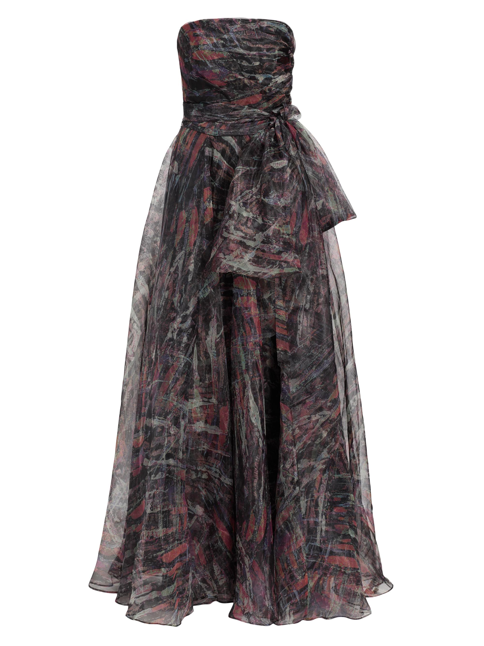 Rene Ruiz Collection Women's Printed Strapless Organza Gown - Black Multi
