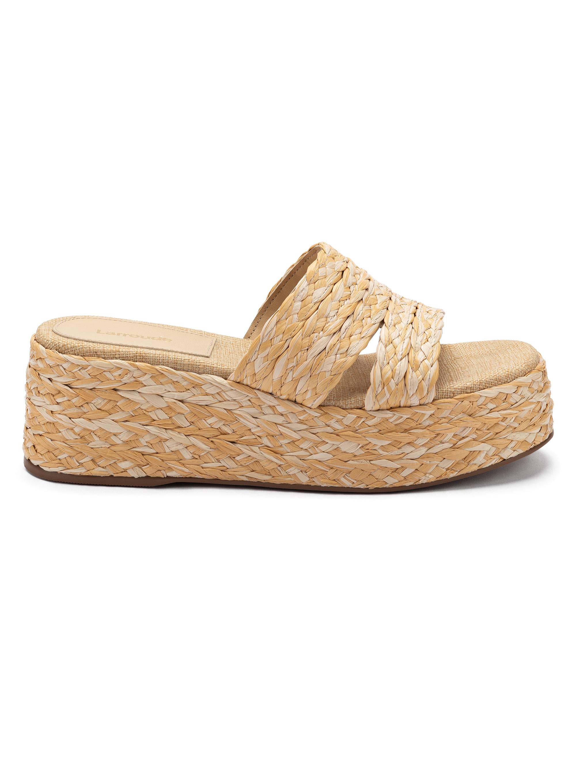 Larroudé Women's Ash Braided Raffia Flatform Sandals - Natural