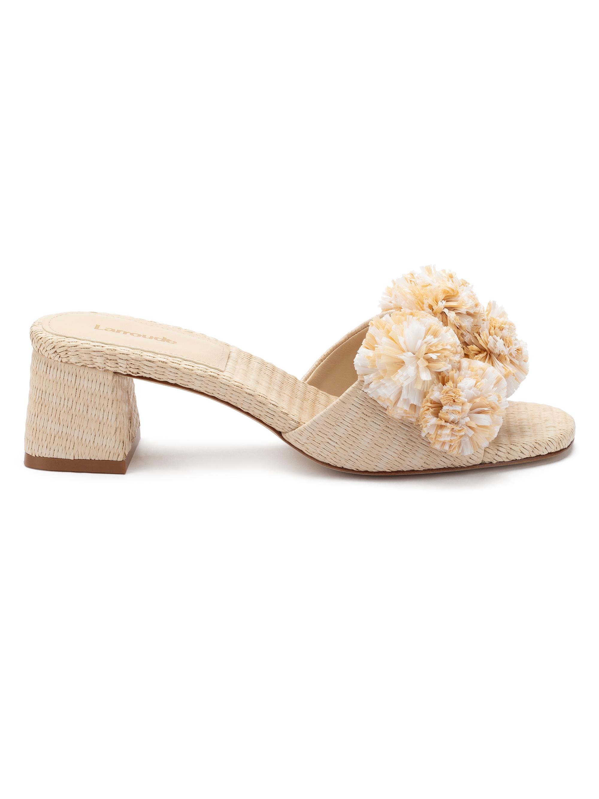 Larroudé Women's Brigitte 45MM Raffia Mules - Natural
