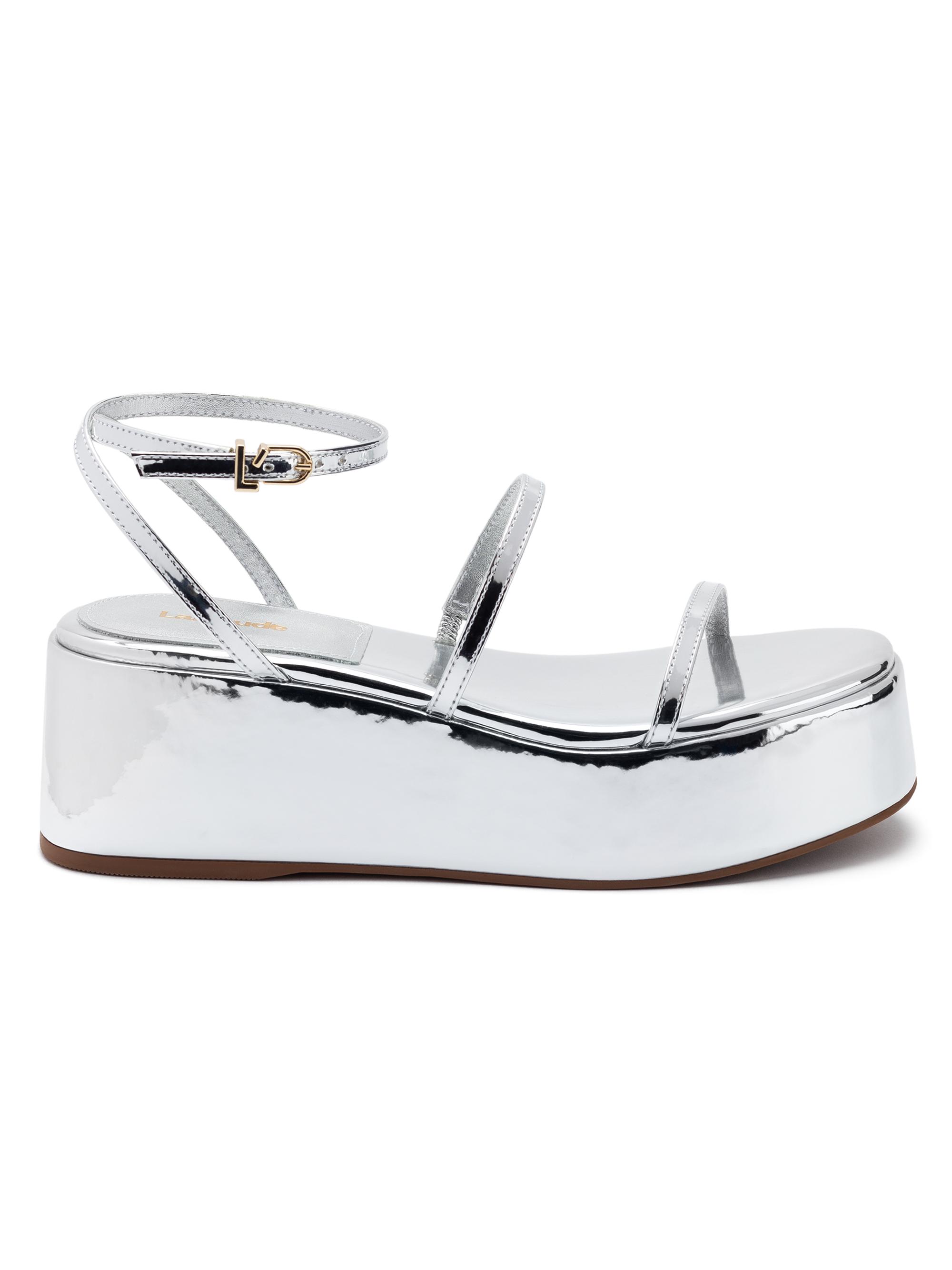 Larroudé Women's Gio Mirrored Flatform Sandals - Silver