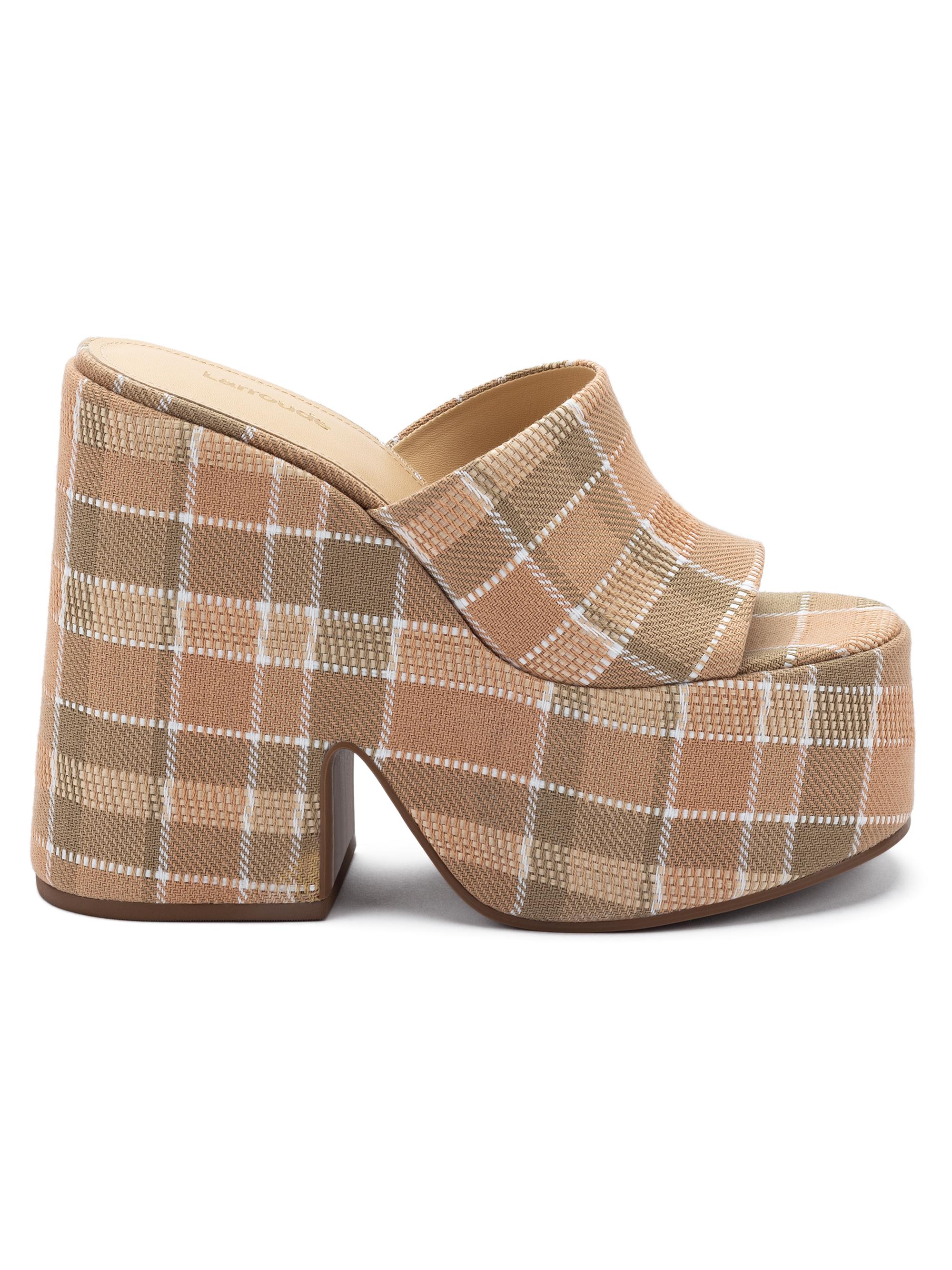Larroudé Women's Wanda 145MM Plaid Platform Mules