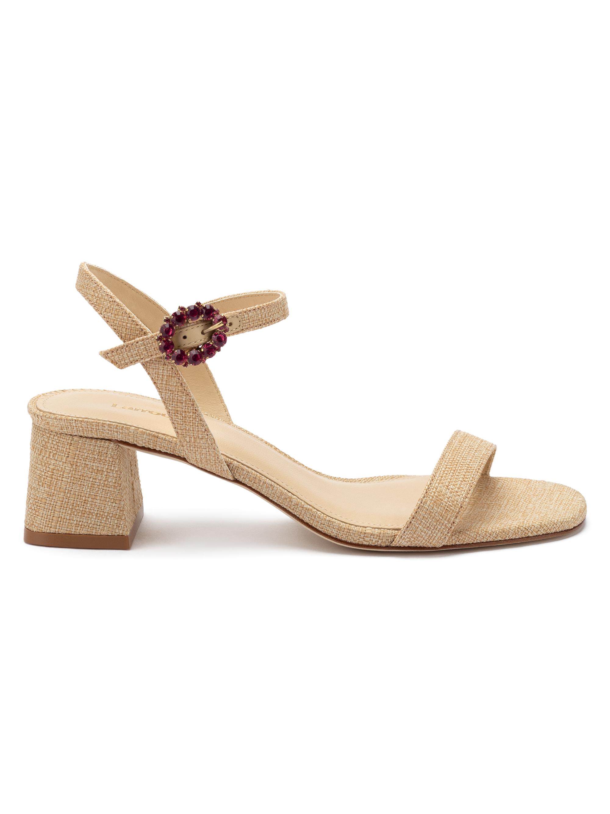 Larroudé Women's Selena 45MM Raffia Block-Heel Sandals - Beige