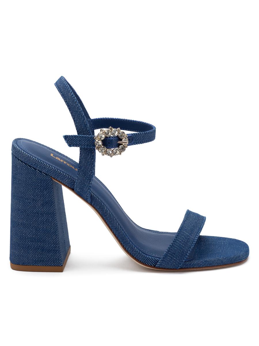 Larroudé Selena 105MM Denim Block-Heel Sandals | Saks Fifth