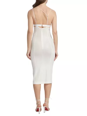 Nensi Dojaka White Asymmetrical Midi Dress