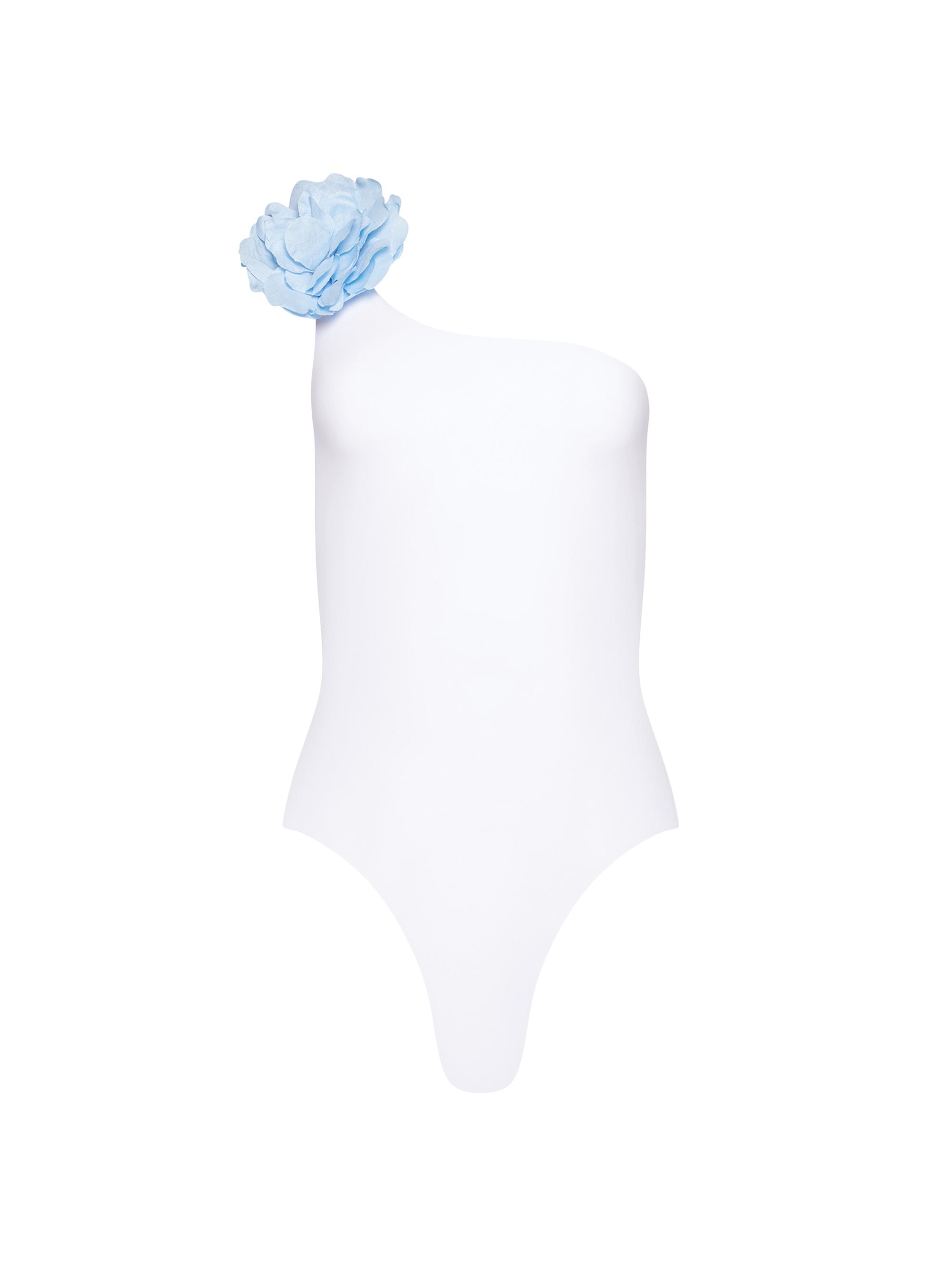 Tabacaru Swim Women's Margherita With Linen Flower Swimsuit - Blue