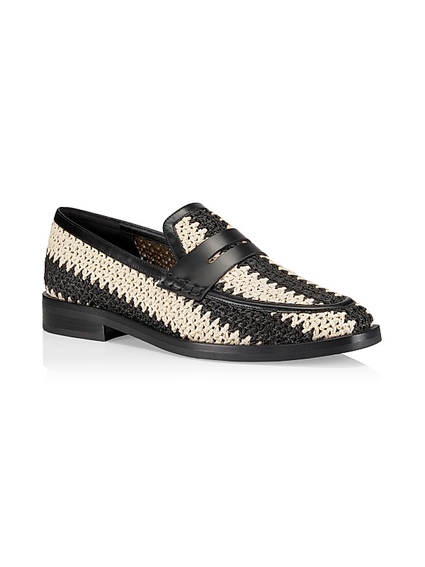 Shop 3.1 Phillip Lim Alexa Raffia & Leather Penny Loafers Shop 3.1 Phillip Lim Alexa Raffia & Leather Penny Loafers