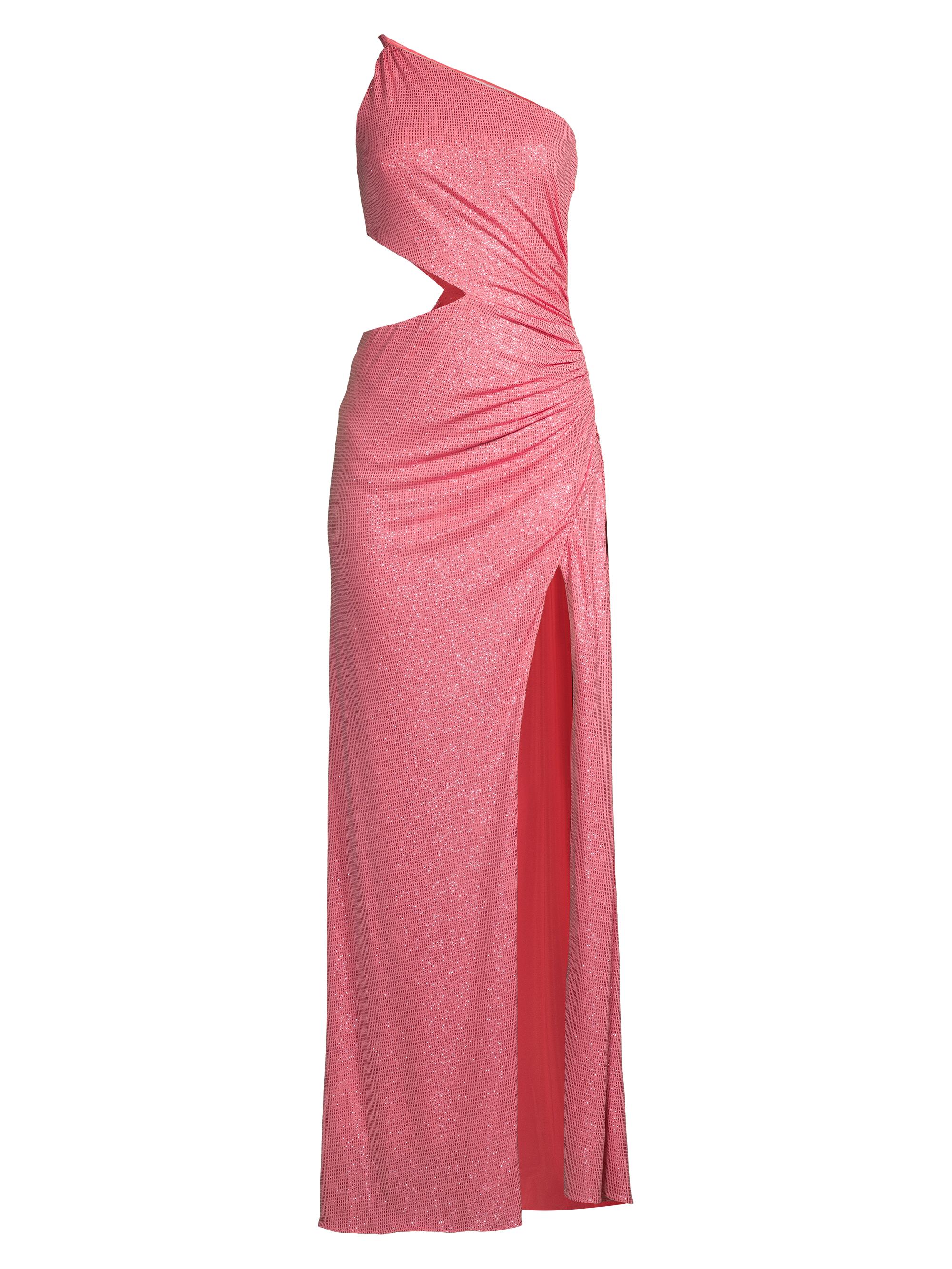 Ramy Brook Women's Sonnie Glitter Cut-Out One-Shoulder Gown - Bright Pink Glitter