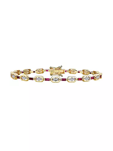 Monoglam 14K Yellow Gold, Ruby & Diamond Bracelet