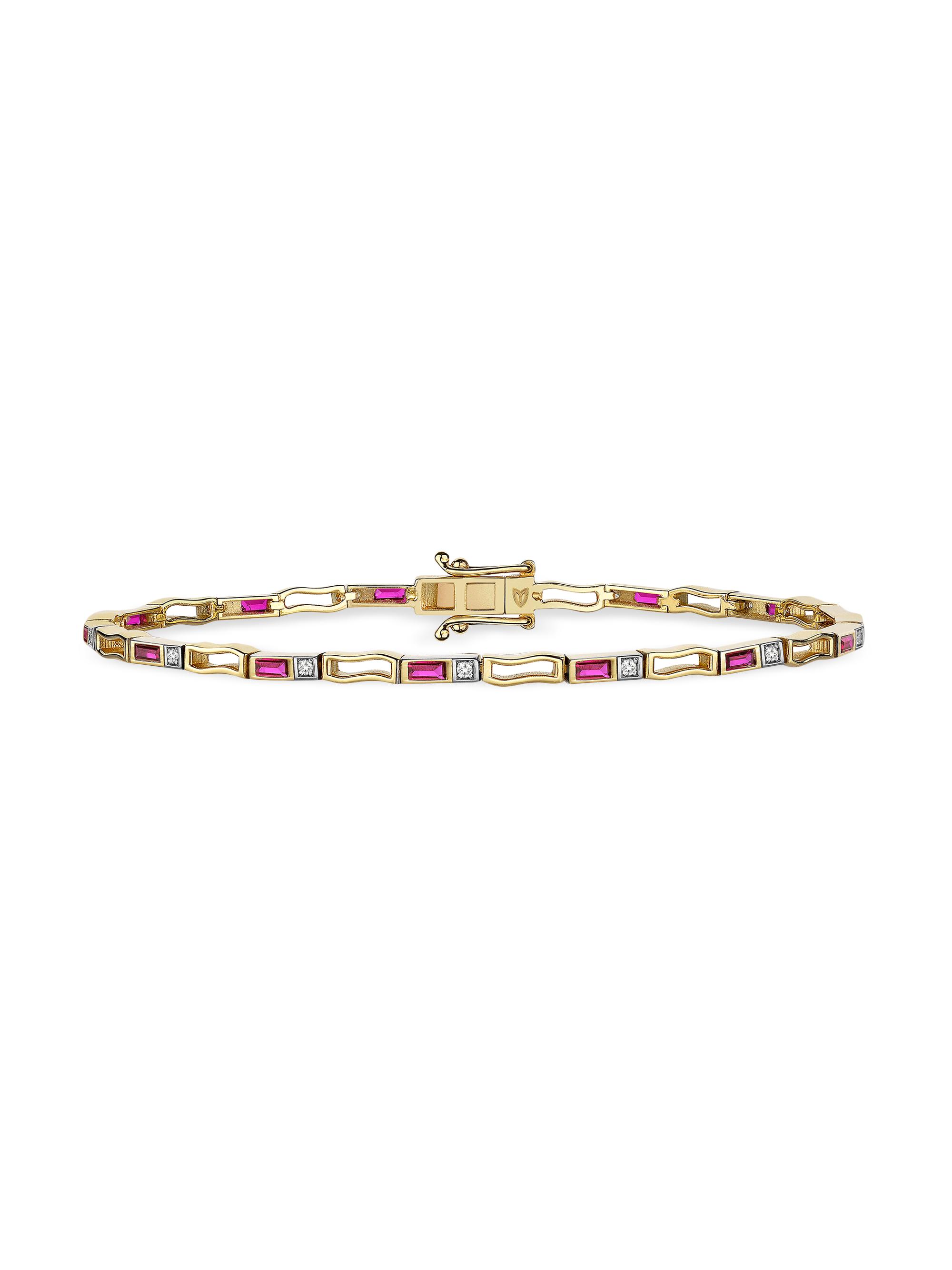 Melis Goral Women's Monoglam Two-Tone 14K Gold, Ruby & 0.1 TCW Diamond Bracelet - Gold