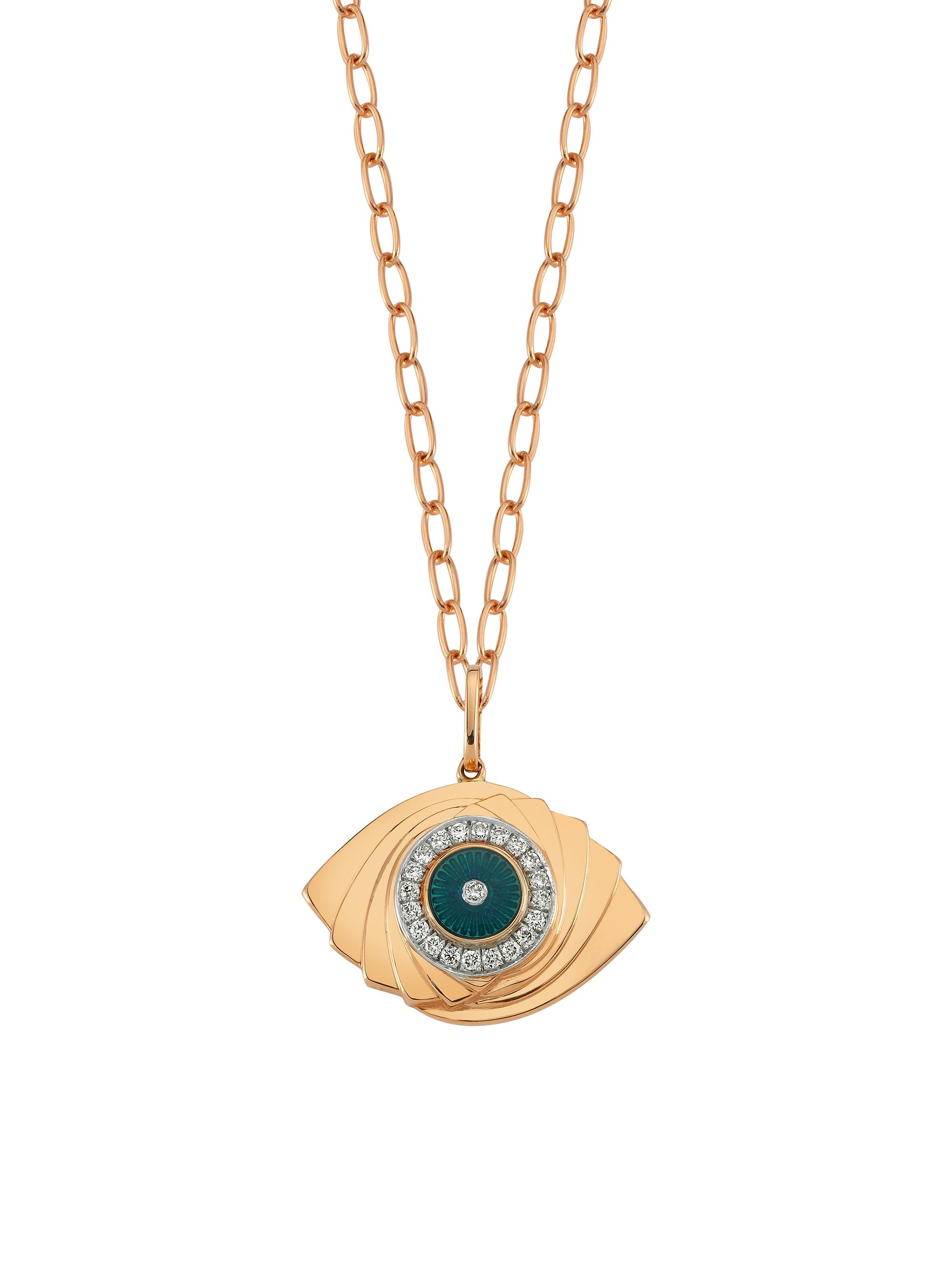 Melis Goral Women's Guardian Two-Tone 14K Gold & 0.2 TCW Diamond Evil Eye Pendant Necklace - Rose Gold