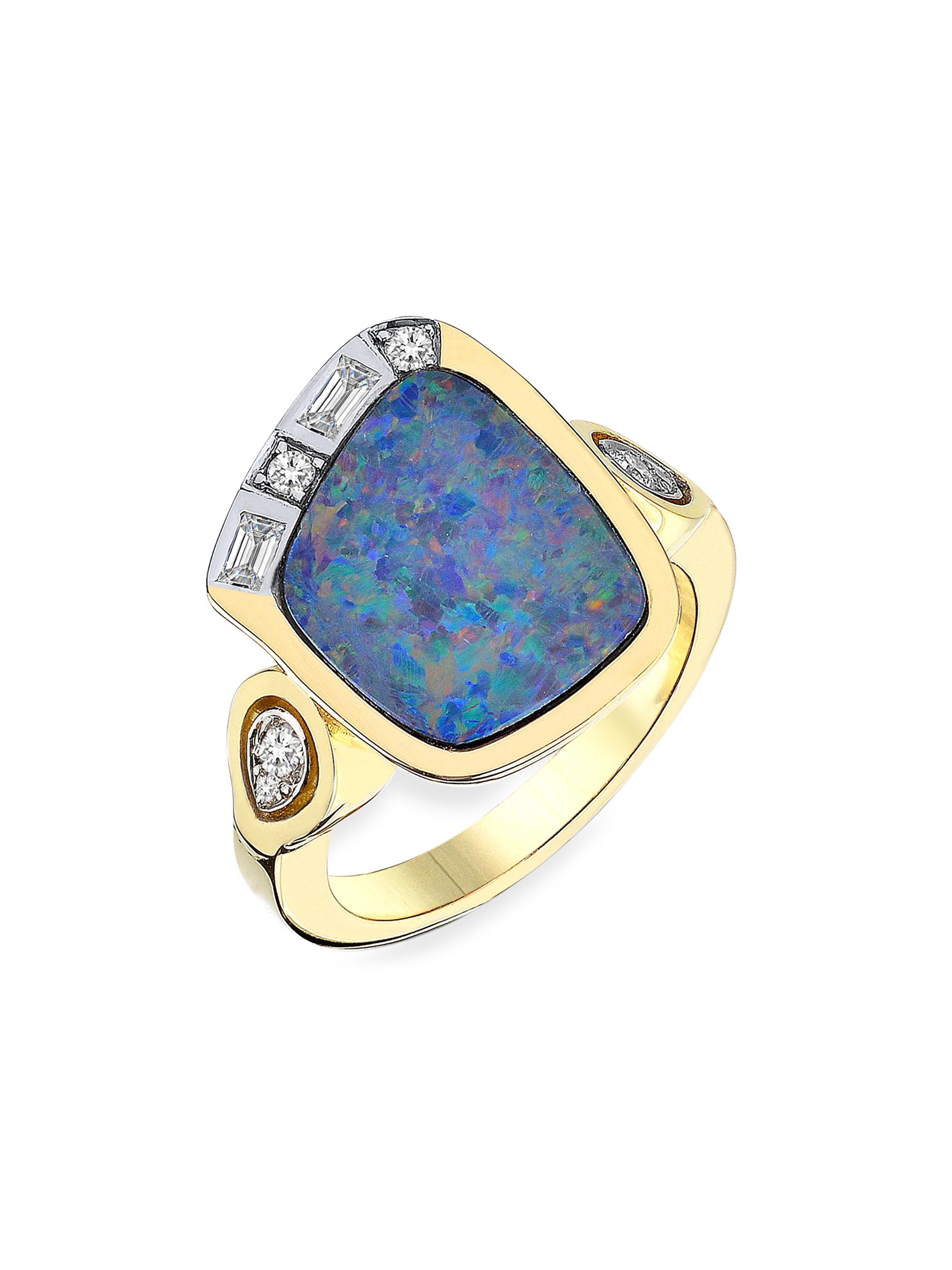 Melis Goral Women's Focus 14K Yellow Gold, Opal & 0.23 TCW Diamond Ring - Gold