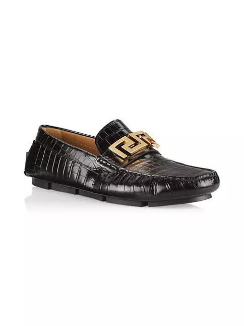 jomfru fangst Adskille Shop Versace La Greca Leather Driver Loafers | Saks Fifth Avenue