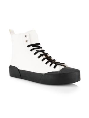 Jil Sander Off-White Cap Toe High-Top Sneakers