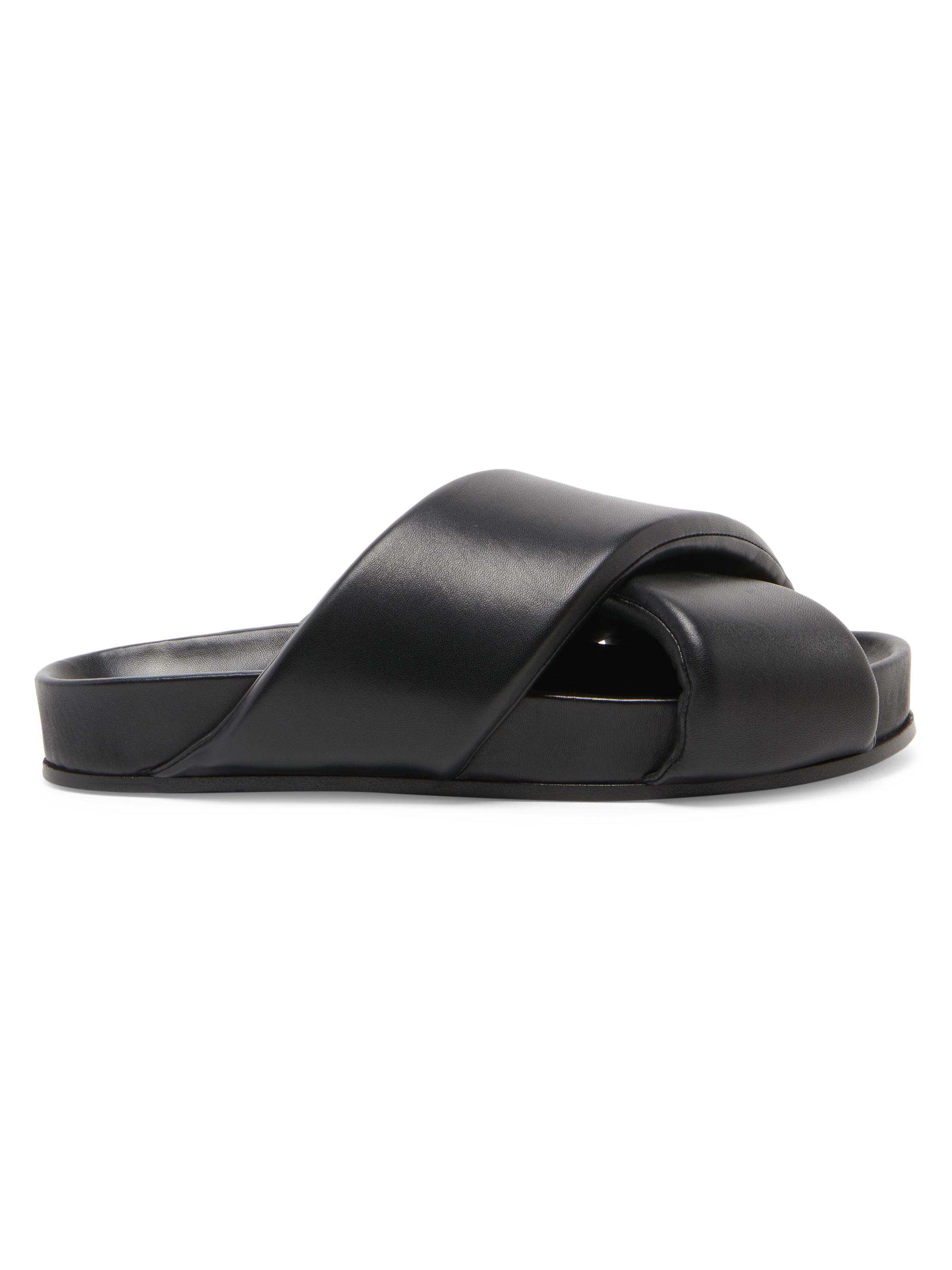 FENDI logo-embroidered crossover strap slides - Black