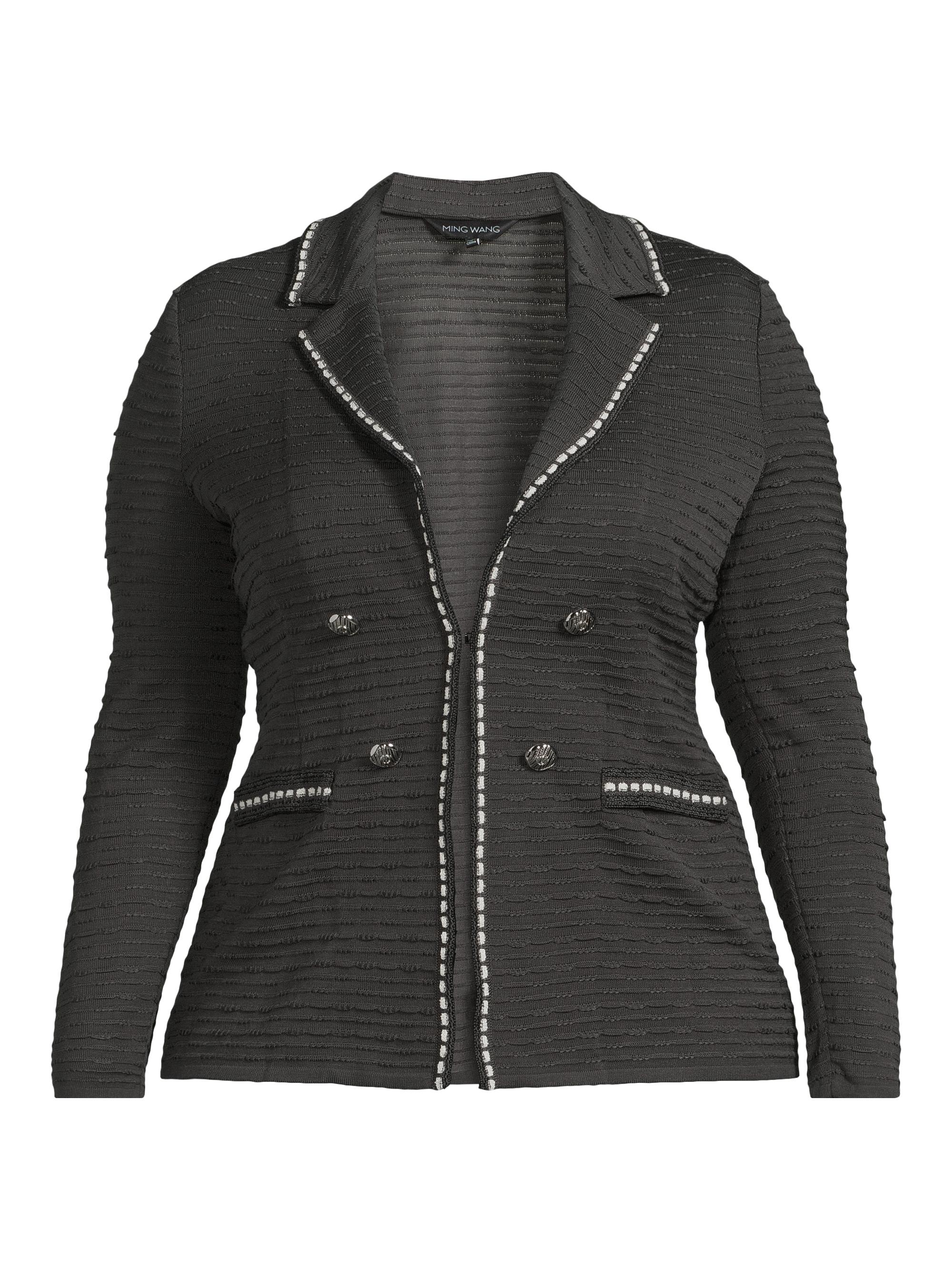 Ming Wang Women's Textured Knit Blazer - Granite Black