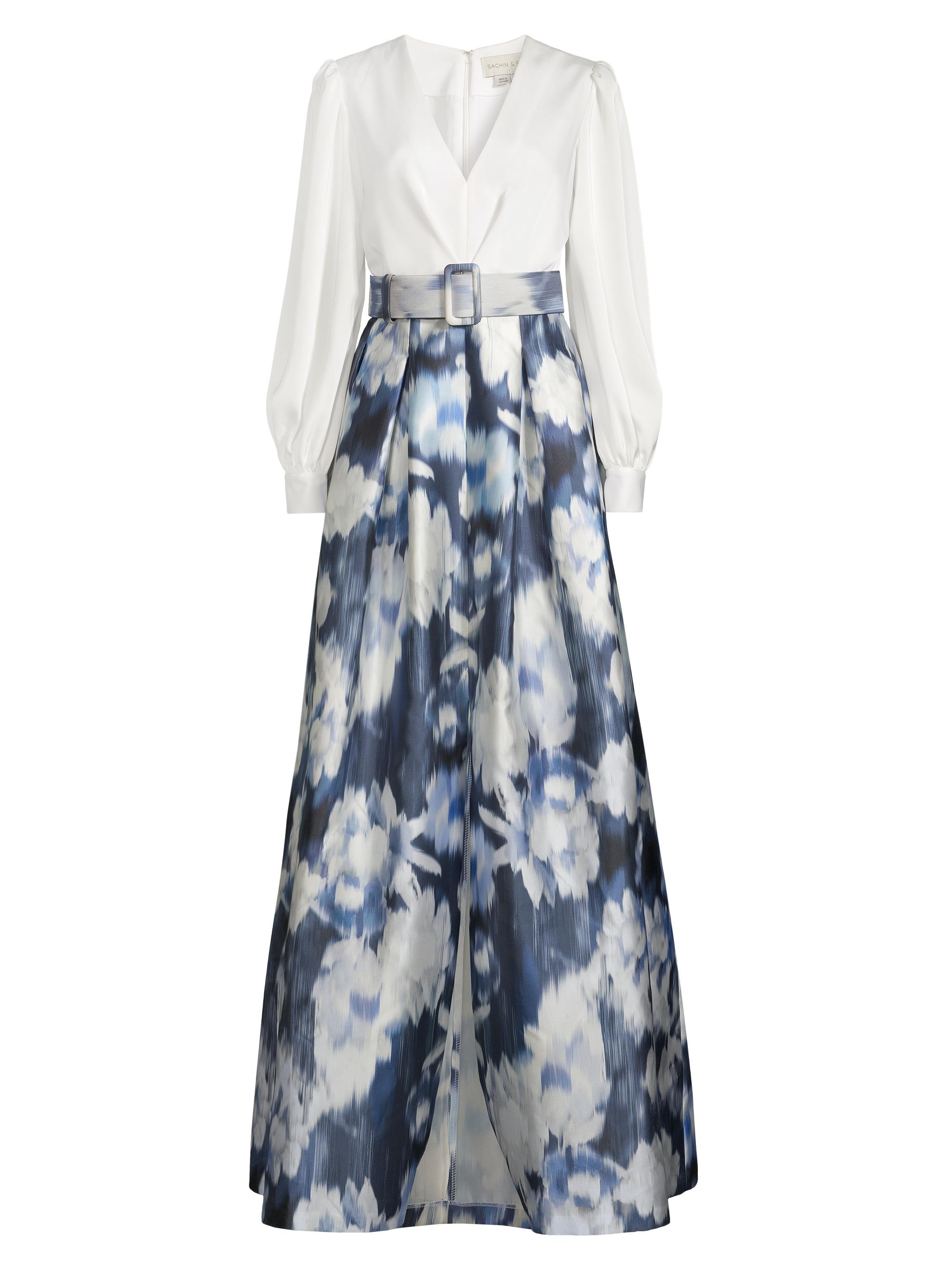 Sachin & Babi Women's Zoe Belted Floral Gown -  Blue Floral