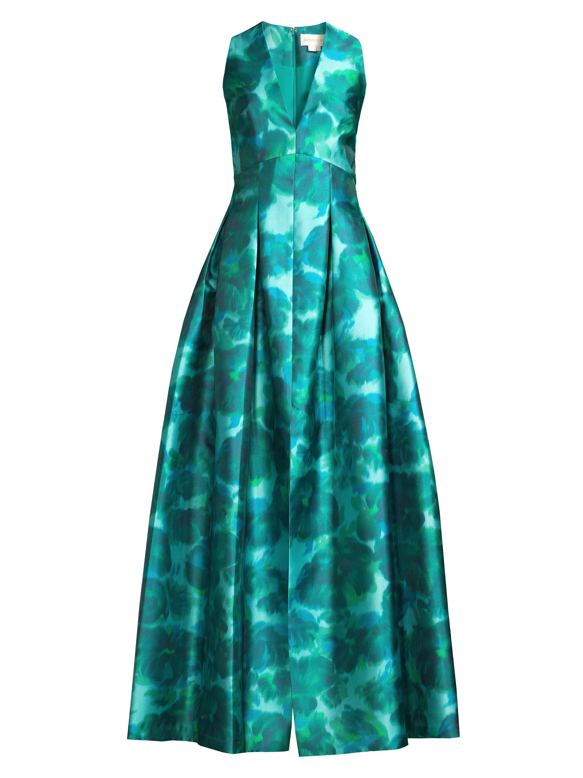 Sachin & Babi Women's Brooke Printed Mikado Gown - Green Watercolor