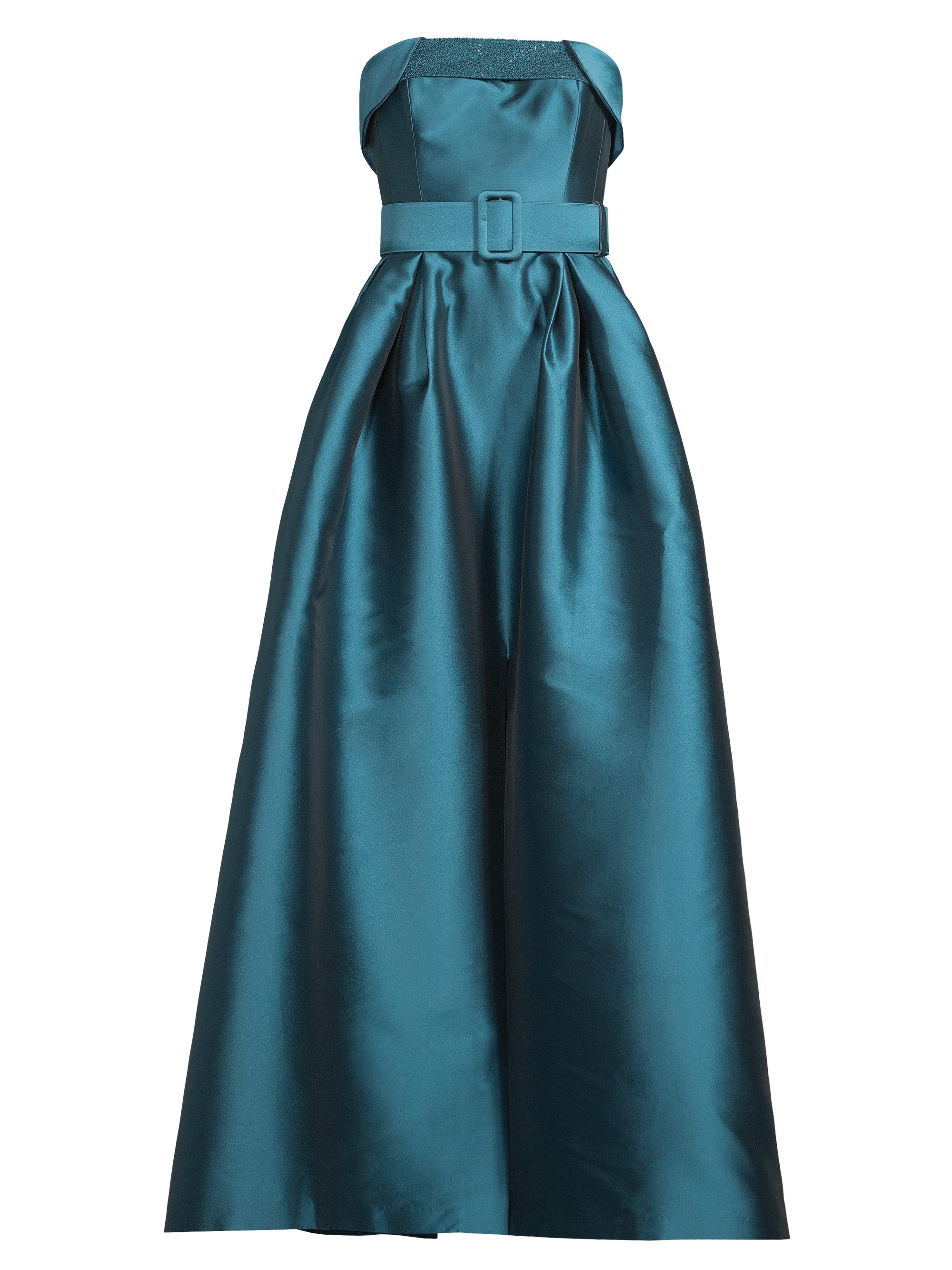 Sachin & Babi Women's Ceri Strapless Belted Satin Gown - Deep Teal