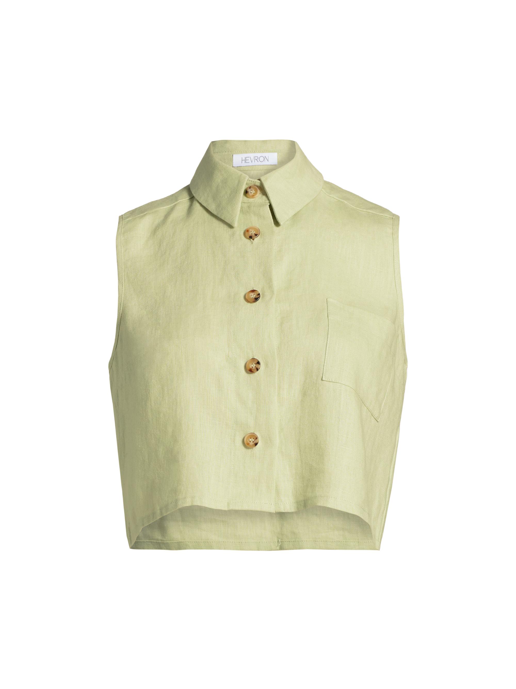 Hevron Women's Katja Sleeveless Cropped Shirt - Celadon