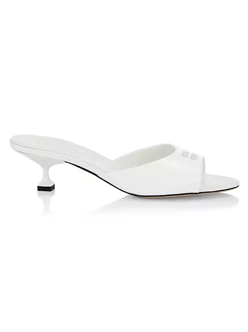 Miu Miu Women's Logo Cut-Out Mule Sandals - White - Size 6
