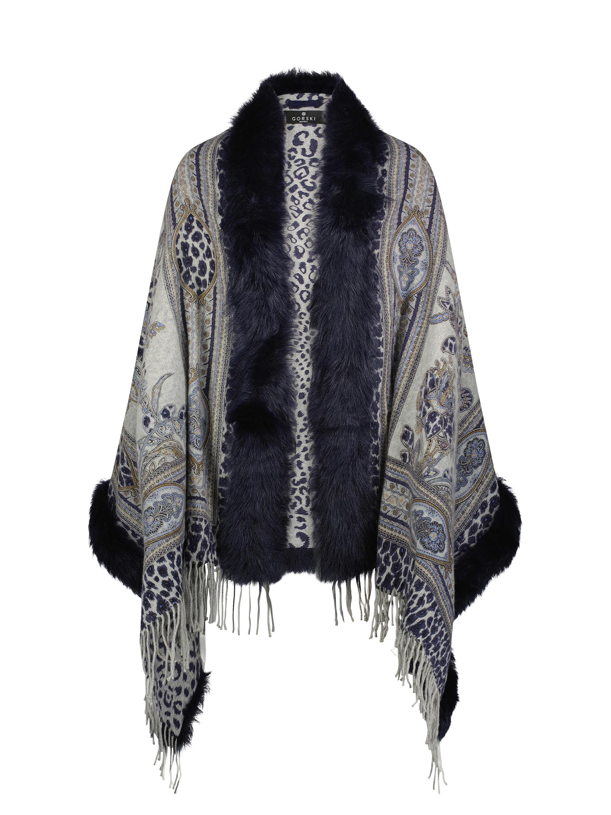 Gorski Women's Double Face Cashmere Stole - Navy Print