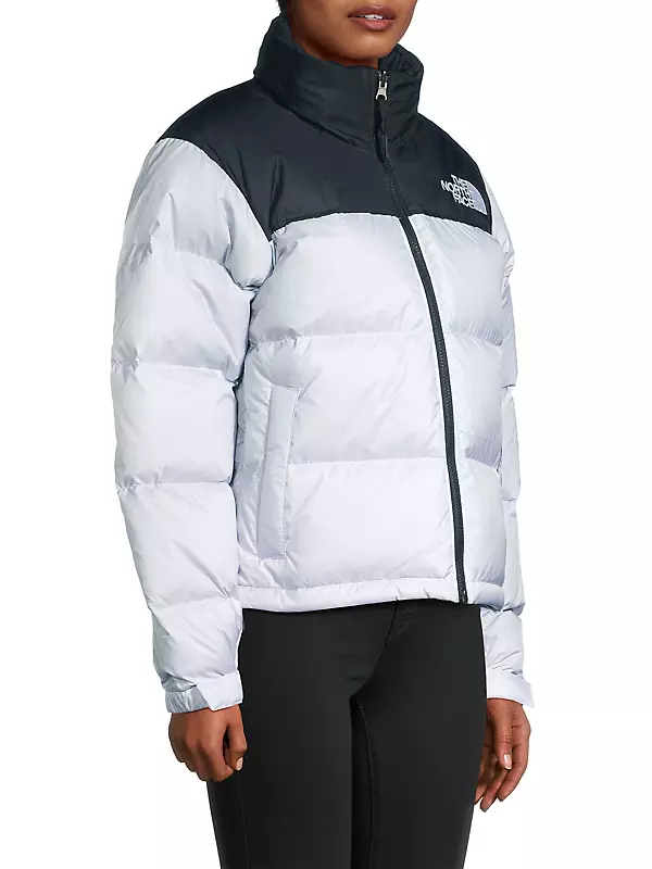 Shop The North Face Retro Nuptse Colorblocked Down Jacket Shop The North Face Retro Nuptse Colorblocked Down Jacket