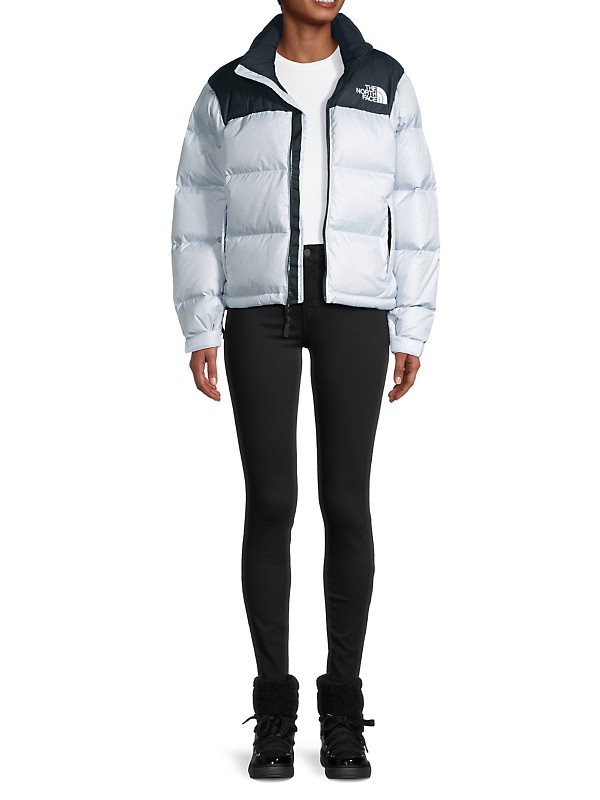 Shop The North Face Retro Nuptse Colorblocked Down Jacket Shop The North Face Retro Nuptse Colorblocked Down Jacket