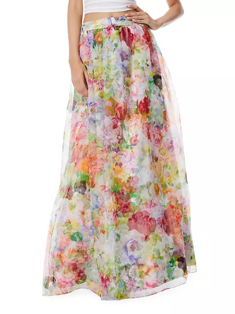 Shop Alice + Olivia Dixie Floral Silk Ballgown Maxi Skirt | Saks