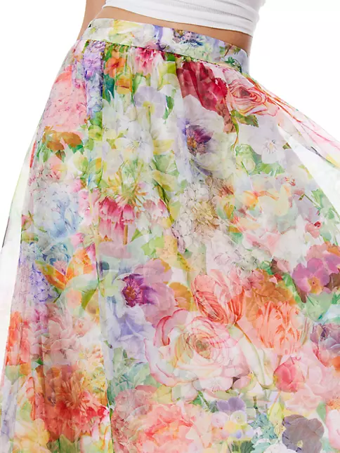 Shop Alice + Olivia Dixie Floral Silk Ballgown Maxi Skirt | Saks