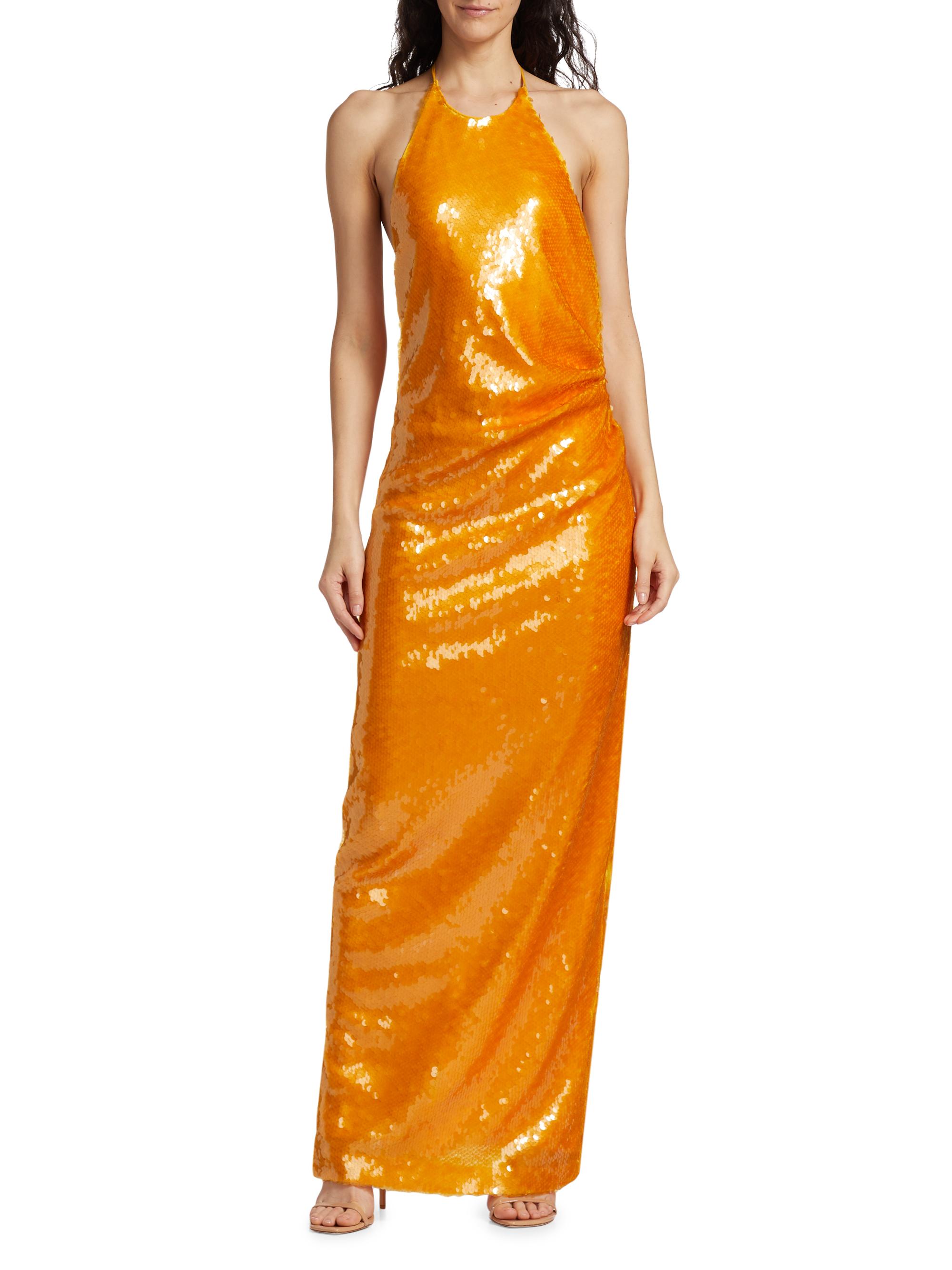 ronny kobo jo halter sequin ruched open-back mini dress Halo Maxi and button closure at