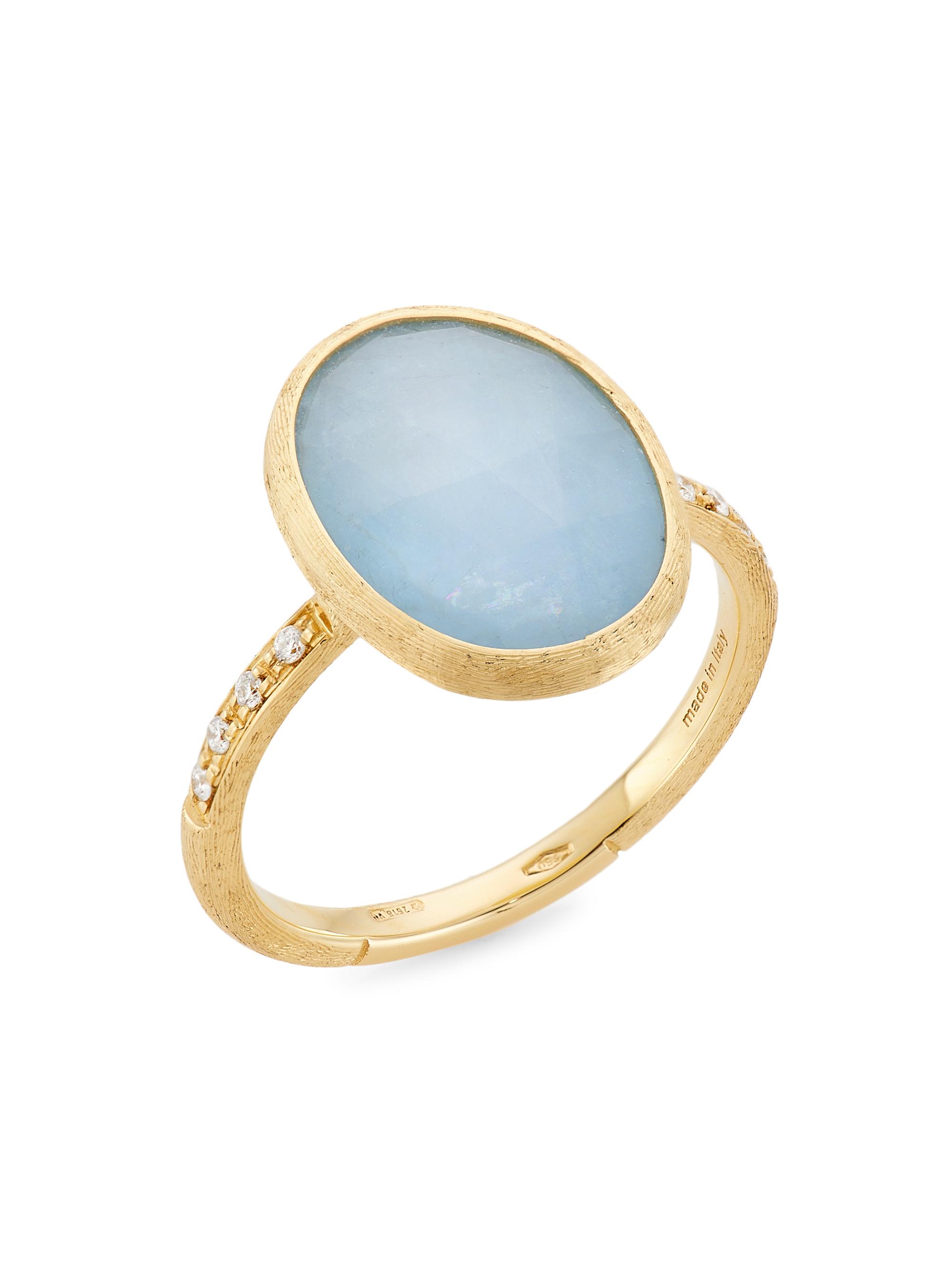Marco Bicego Women's Siviglia 18K Yellow Gold, Aquamarine & 0.06 TCW Diamond Ring - Blue
