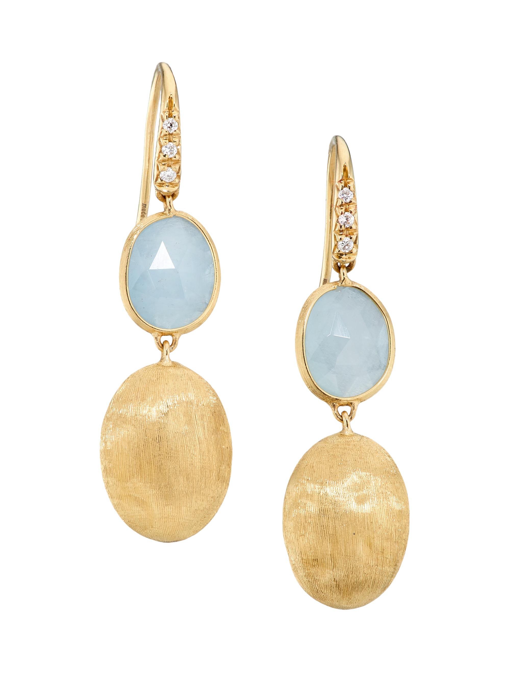 Marco Bicego Women's Siviglia 18K Yellow Gold, Aquamarine & 0.05 TCW Diamond Double-Drop Earrings - Yellow Gold