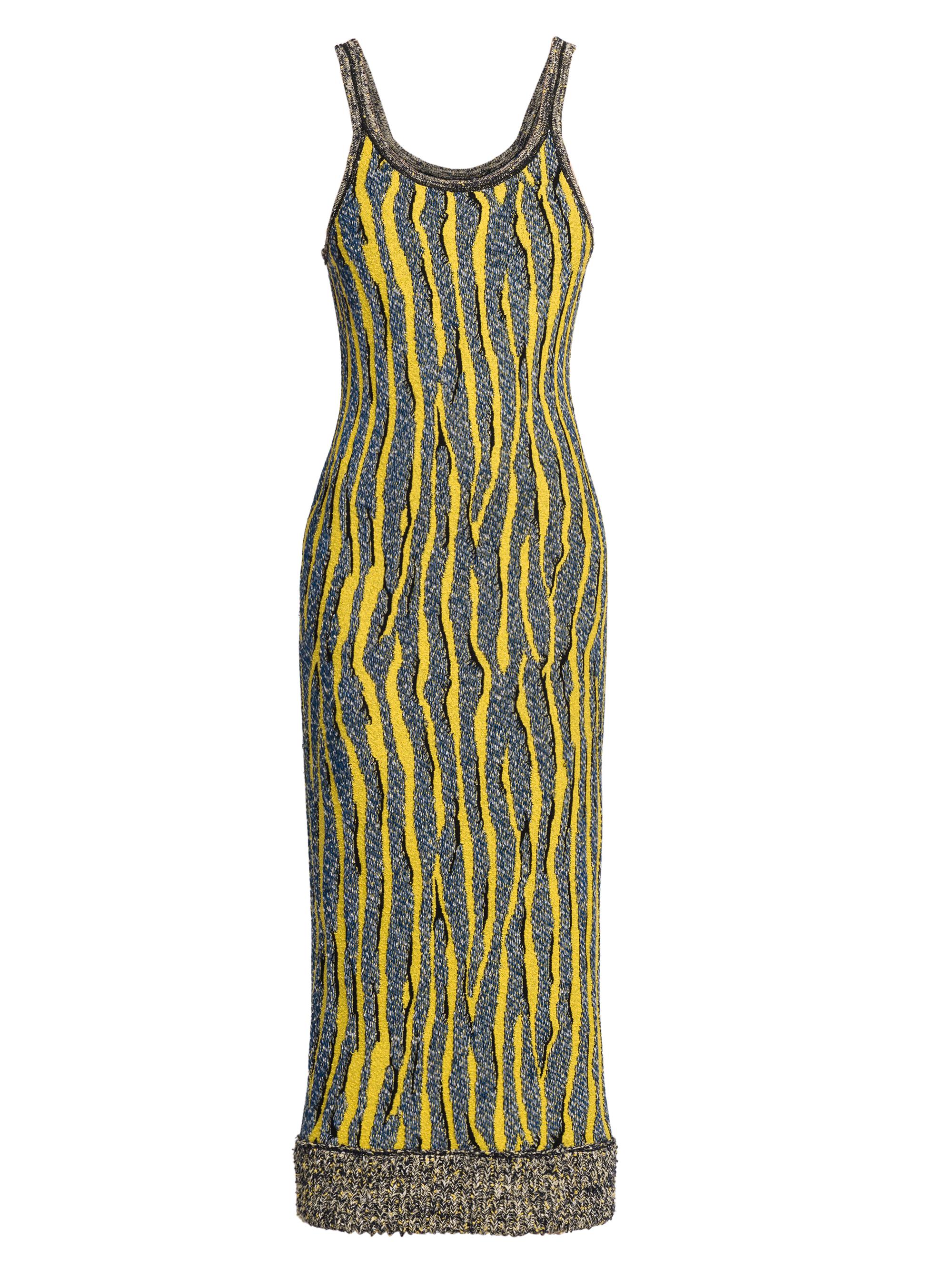 Bottega Veneta Women's Knit Animal-Jacquard Midi-Dress - Yellow Blue