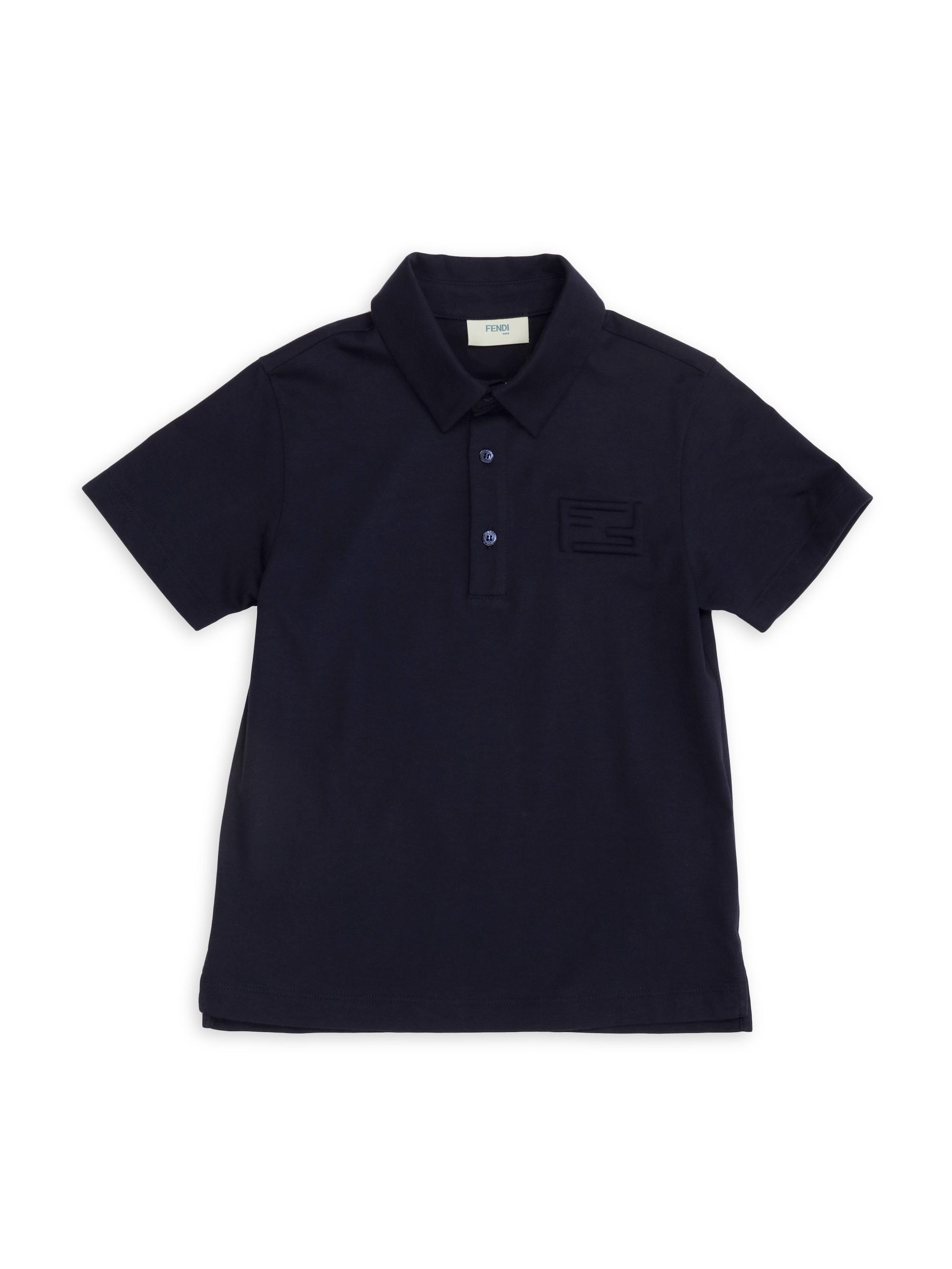 Fendi Little Boy's & Boy's Embossed Logo Cotton Polo Shirt - Midnight