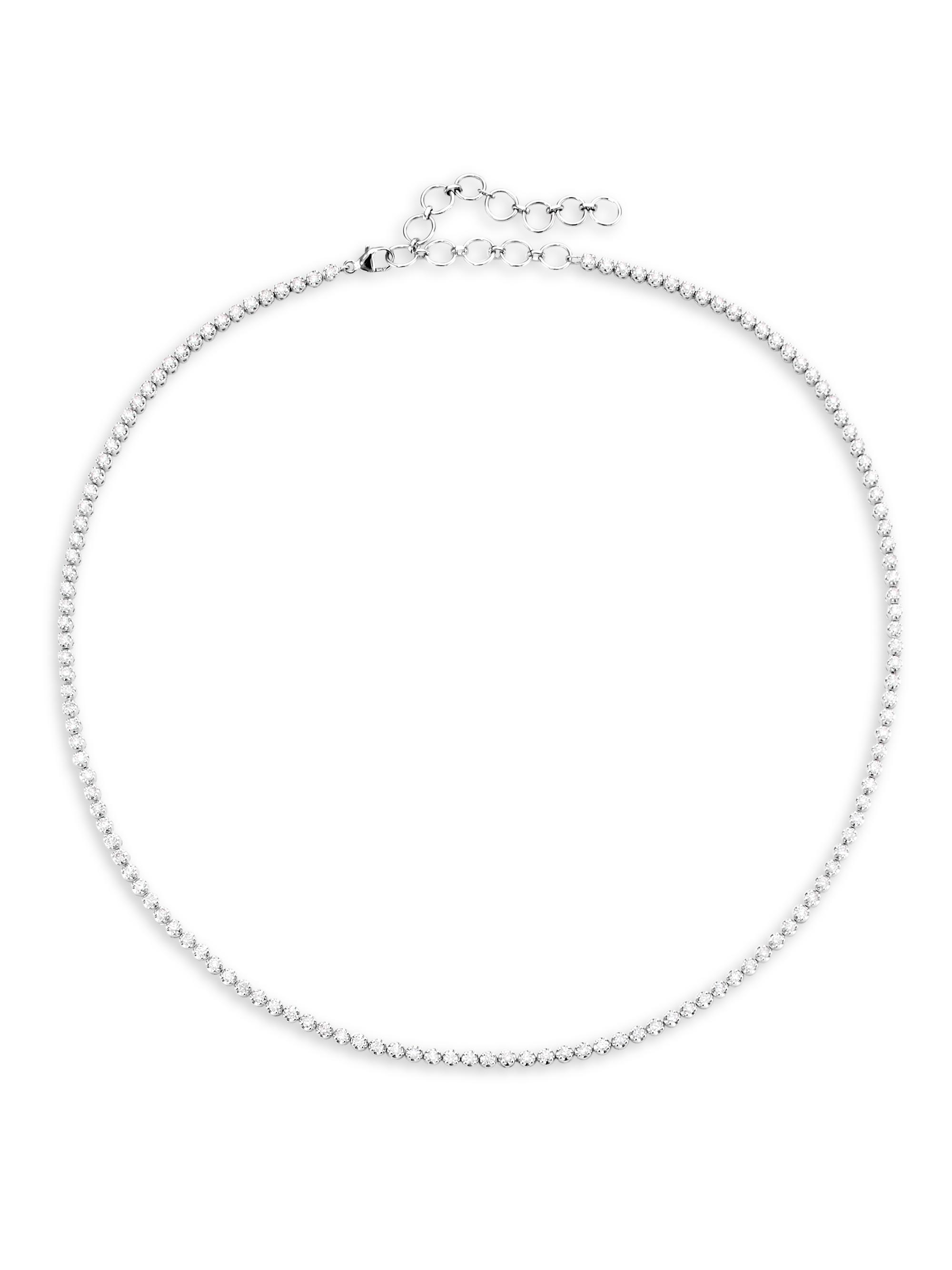 Saks Fifth Avenue Collection Women's 14K White Gold & 4.00 TCW Natural Diamond Tennis Necklace/16-19" - Whitegold