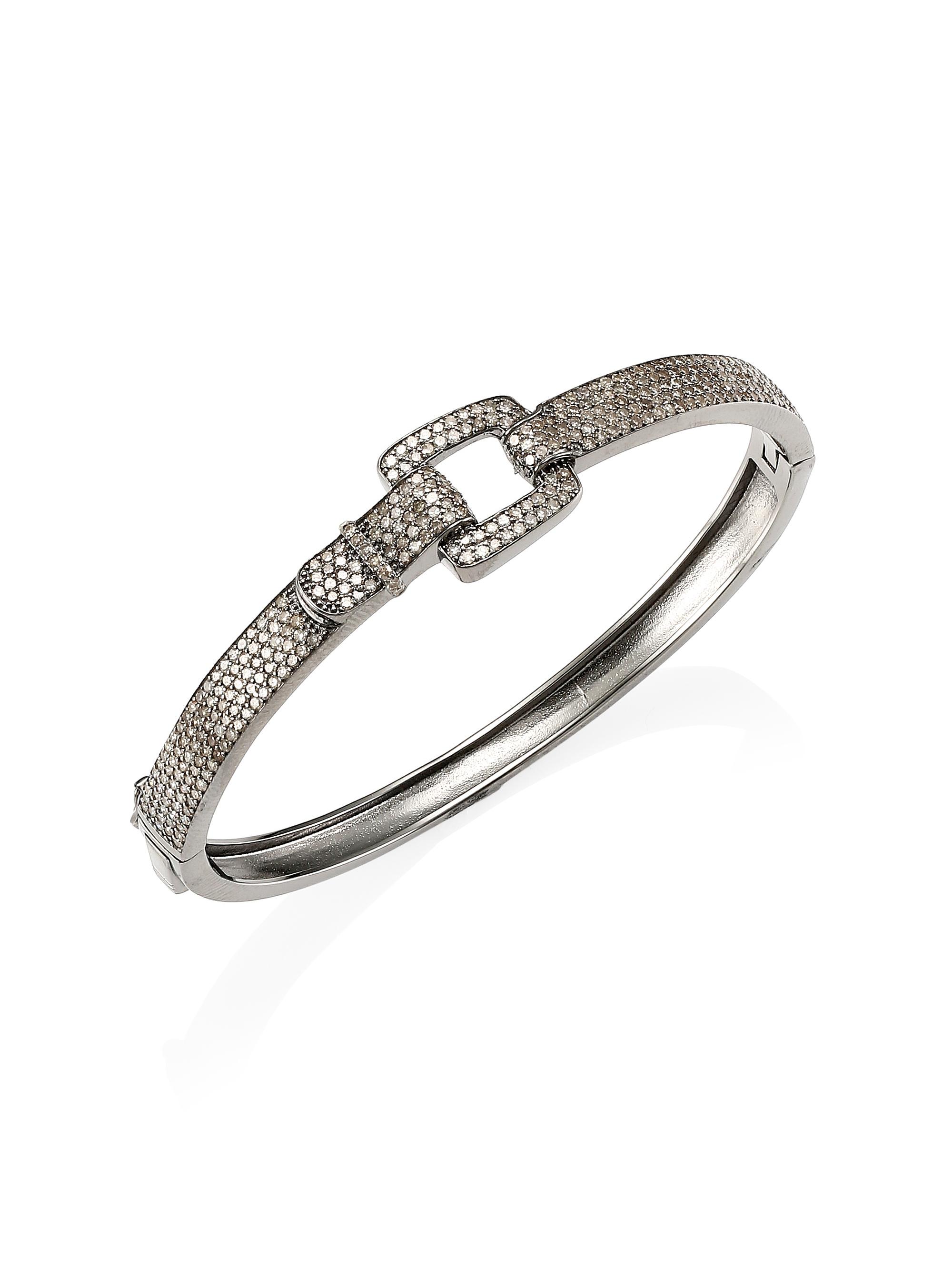 Nina Gilin Women's Sterling Silver & 2.24 TCW Diamond Buckle Bangle