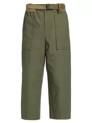 Shop Sacai Oxford Cotton-Blend Crop Pants | Saks Fifth Avenue